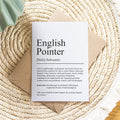 English Pointer Definition Karte personalisierbar mit Name Hunde Rasse Grußkarte Geschenk Hundebesitzer Karte Geburtstag Geschenk