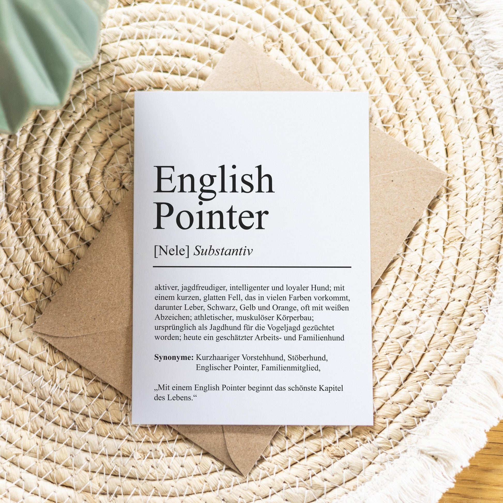 English Pointer Definition Karte personalisierbar mit Name Hunde Rasse Grußkarte Geschenk Hundebesitzer Karte Geburtstag Geschenk
