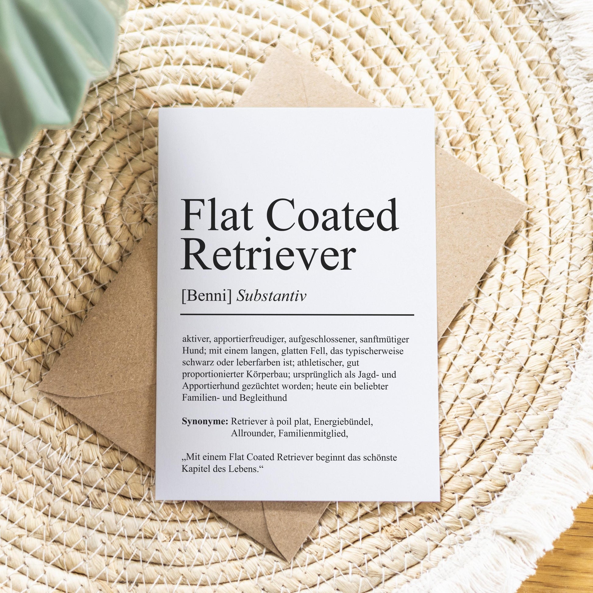 Flat Coated Retriever Definition Karte personalisierbar mit Name Hunde Rasse Grußkarte Geschenk Hundebesitzer Karte Geburtstag Geschenk