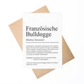 Französische Bulldogge Definition Karte personalisierbar mit Name Hunde Rasse Grußkarte Geschenk Hundebesitzer Karte Geburtstag Geschenk