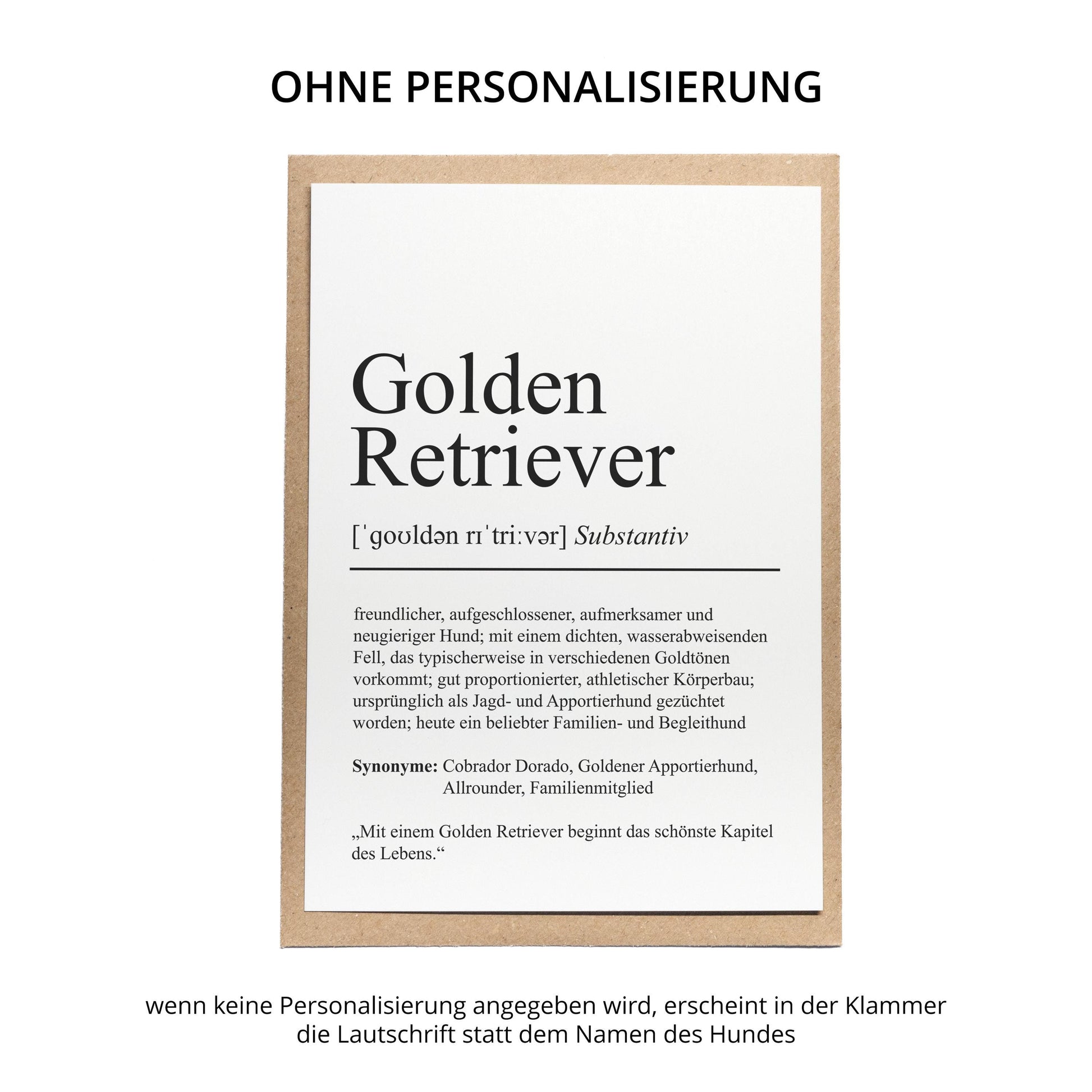 Golden Retriever Definition Karte personalisierbar mit Name Hunde Rasse Grußkarte Geschenk Hundebesitzer Karte Geburtstag Geschenk