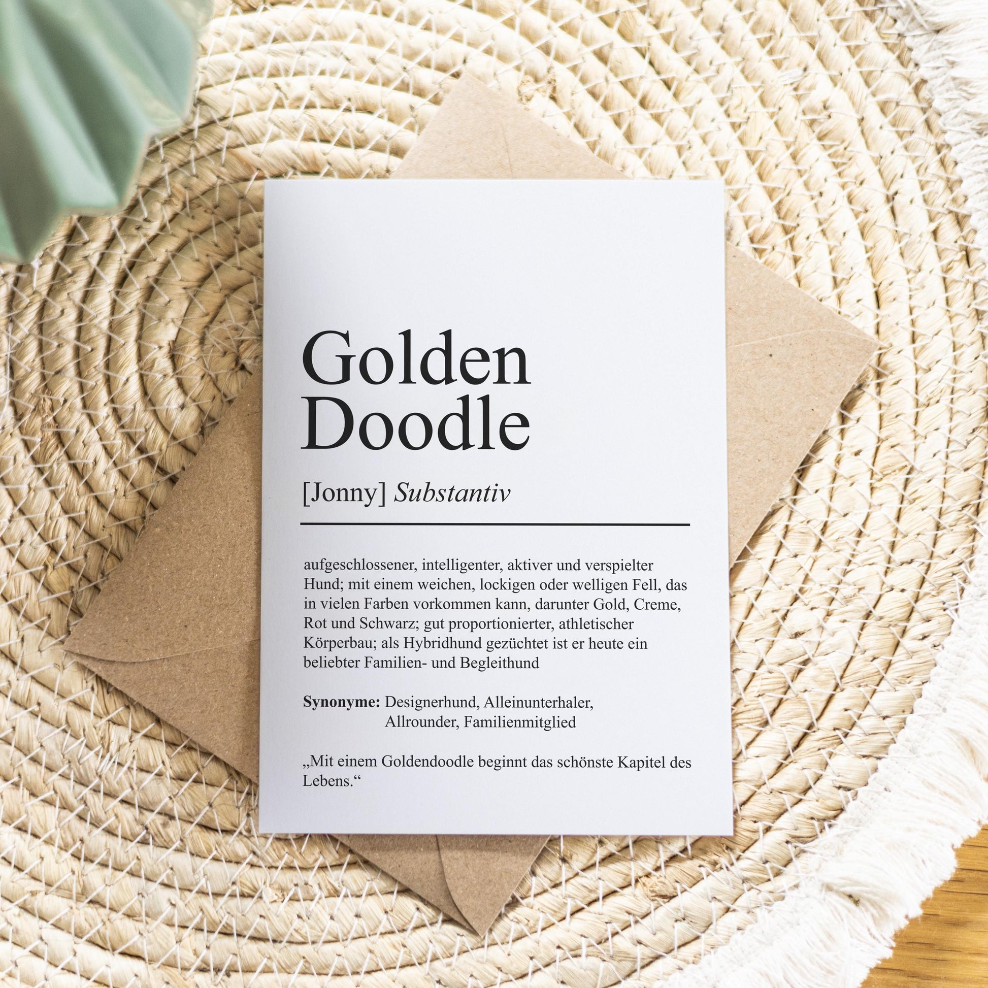 Golden Doodle Definition Karte personalisierbar mit Name Hunde Rasse Grußkarte Geschenk Hundebesitzer Karte Geburtstag Geschenk