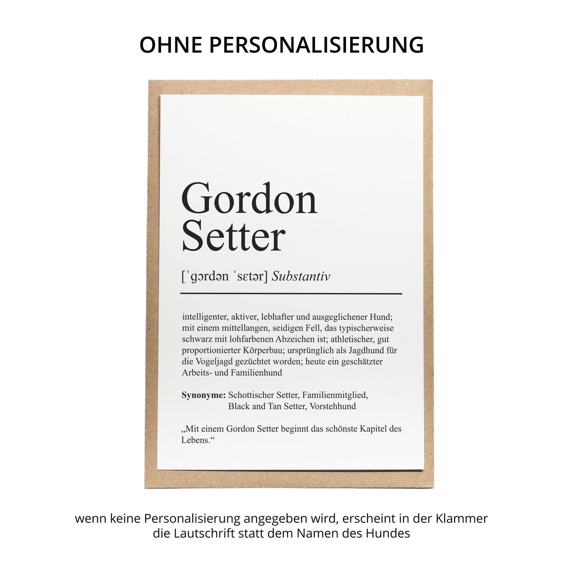 Gordon Setter Definition Karte personalisierbar mit Name Hunde Rasse Grußkarte Geschenk Hundebesitzer Karte Geburtstag Geschenk