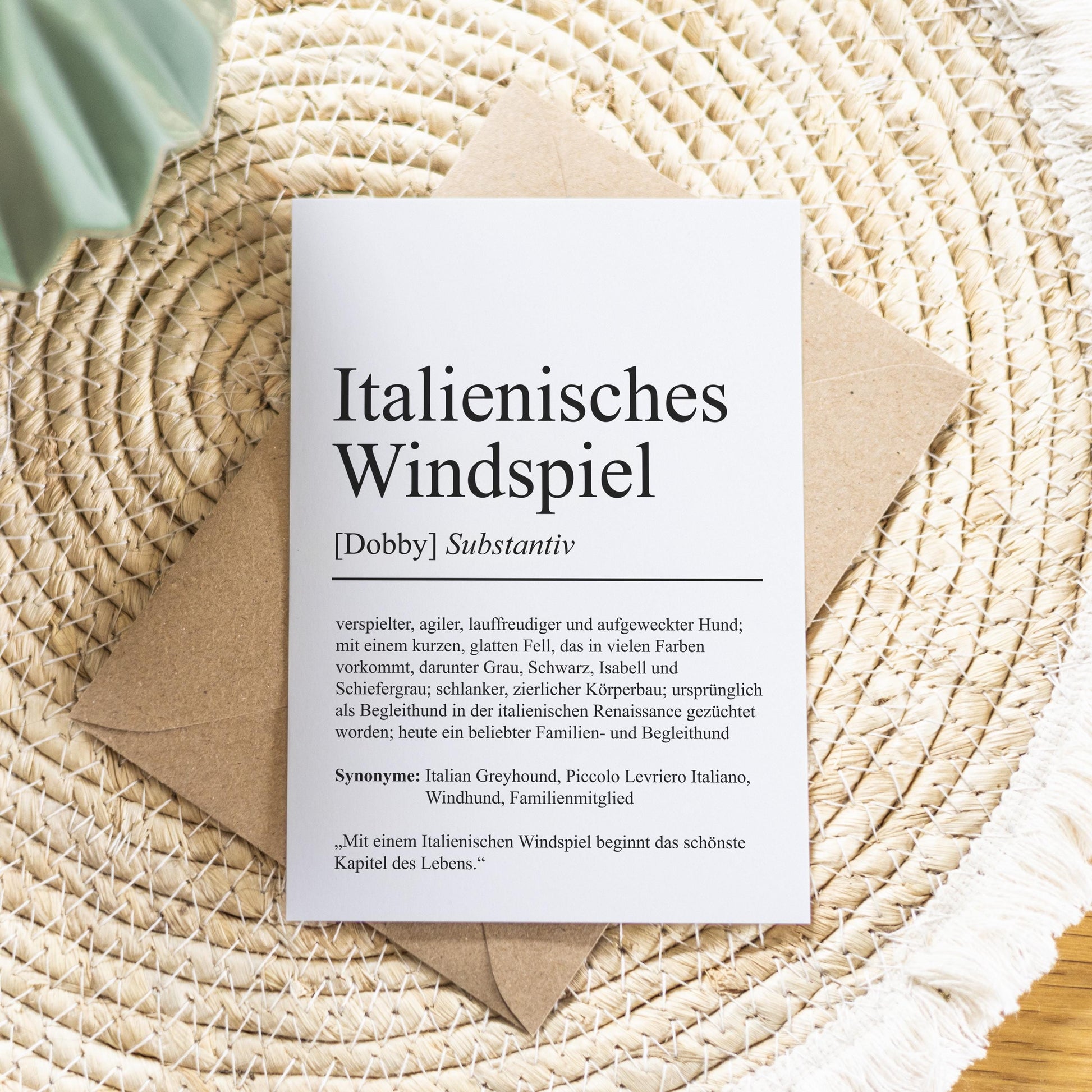 Italienisches Windspiel Definition Karte personalisierbar mit Name Hunde Rasse Grußkarte Geschenk Hundebesitzer Karte Geburtstag Geschenk