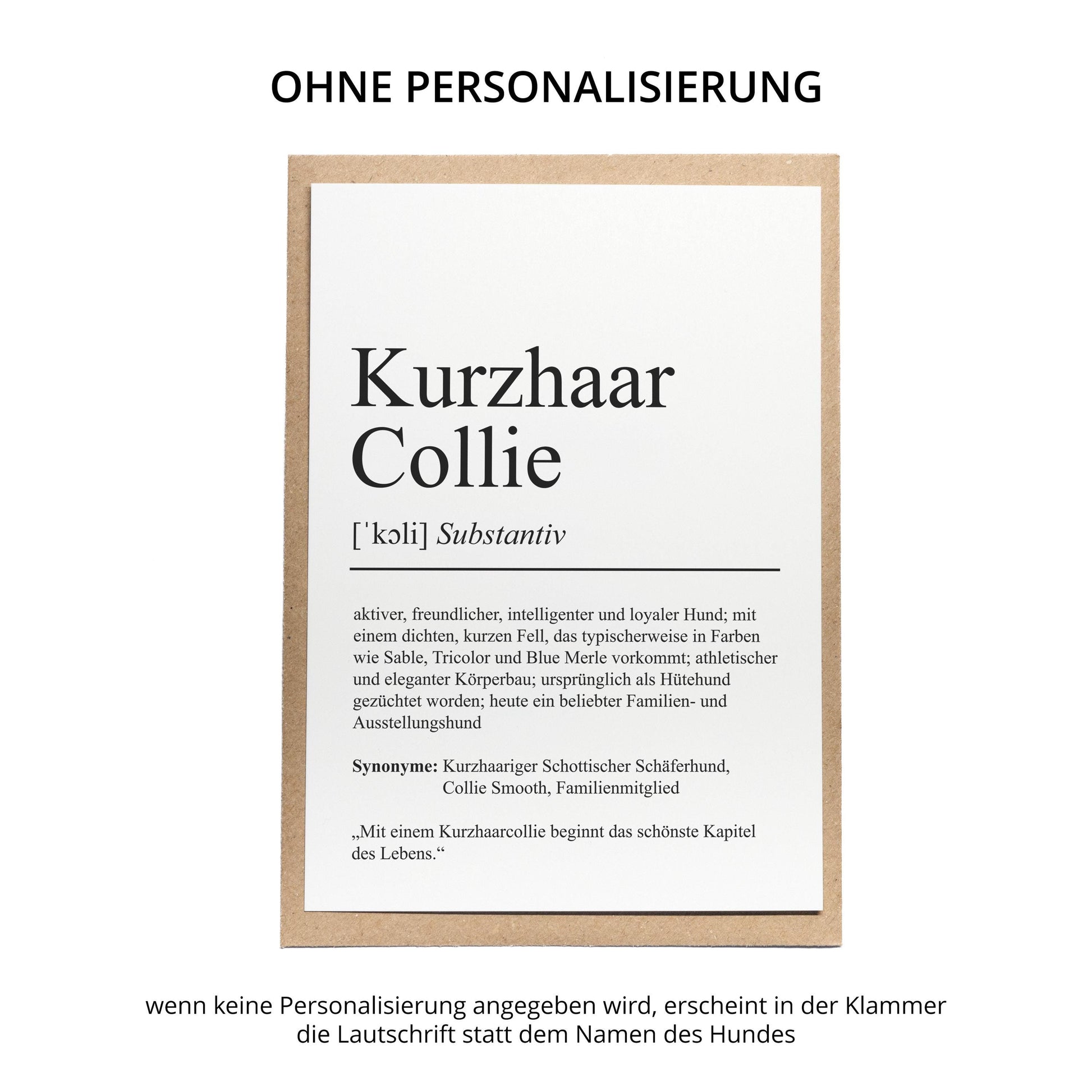 Kurzhaarcollie Definition Karte personalisierbar mit Name Hunde Rasse Grußkarte Geschenk Hundebesitzer Karte Geburtstag Geschenk