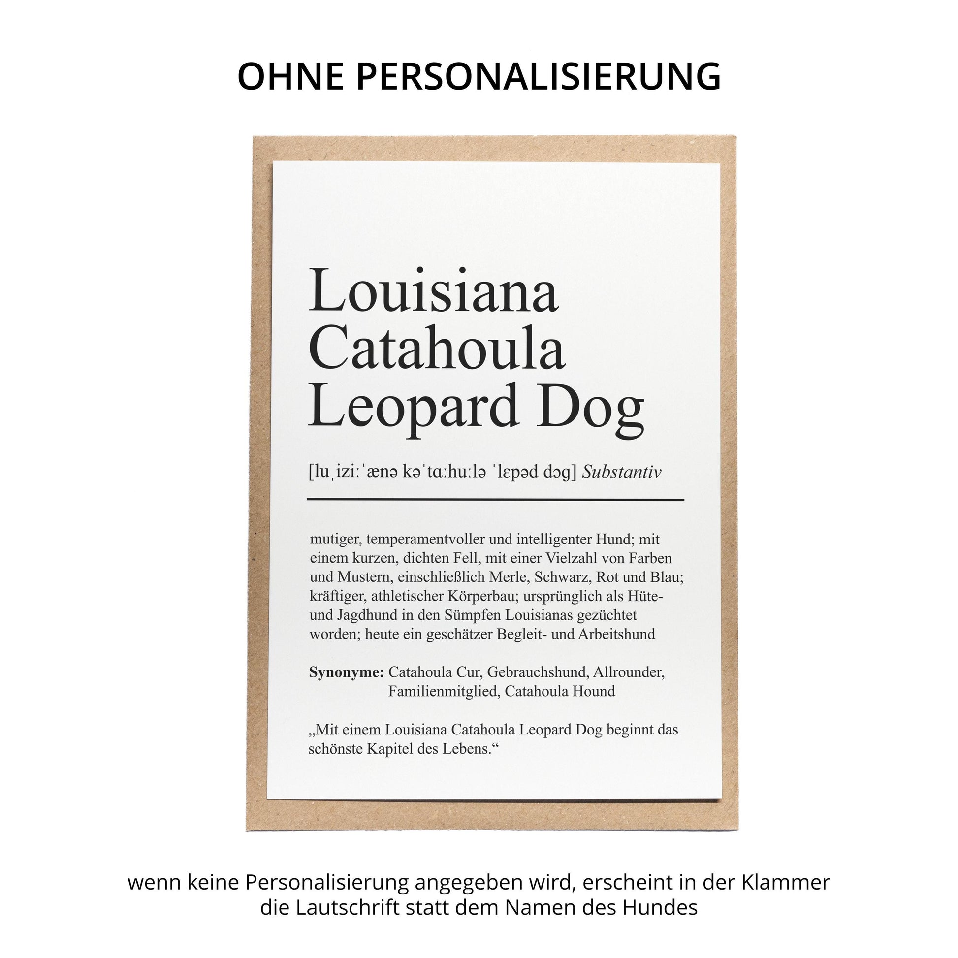 Louisiana Catahoula Leopard Dog Definition Karte personalisierbar mit Name Hunde Rasse Grußkarte Geschenk Hundebesitzer Karte Geburtstag