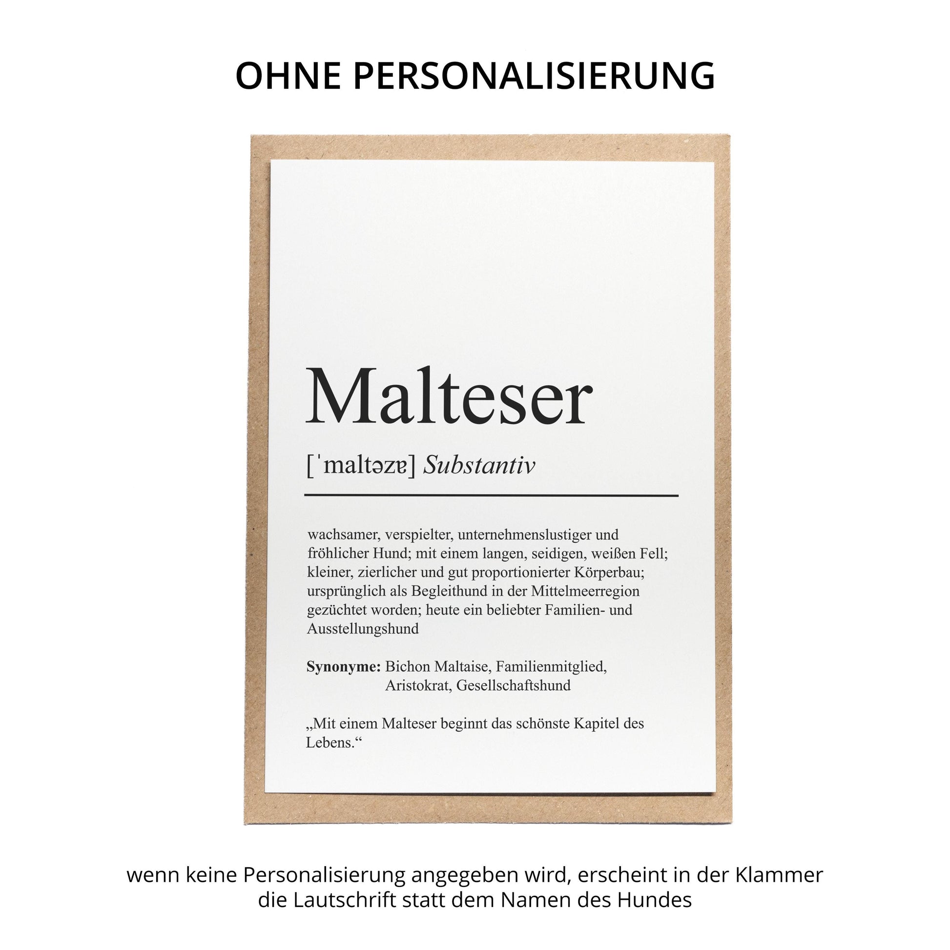 Malteser Definition Karte personalisierbar mit Name Hunde Rasse Grußkarte Geschenk Hundebesitzer Karte Geburtstag Geschenk
