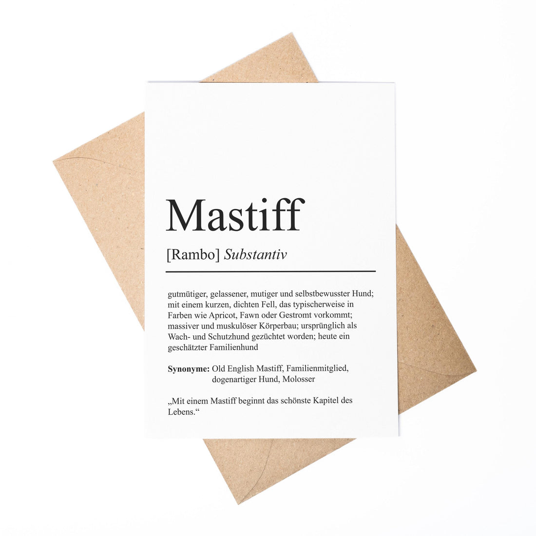 Mastiff Definition Karte personalisierbar mit Name Hunde Rasse Grußkarte Geschenk Hundebesitzer Karte Geburtstag Geschenk