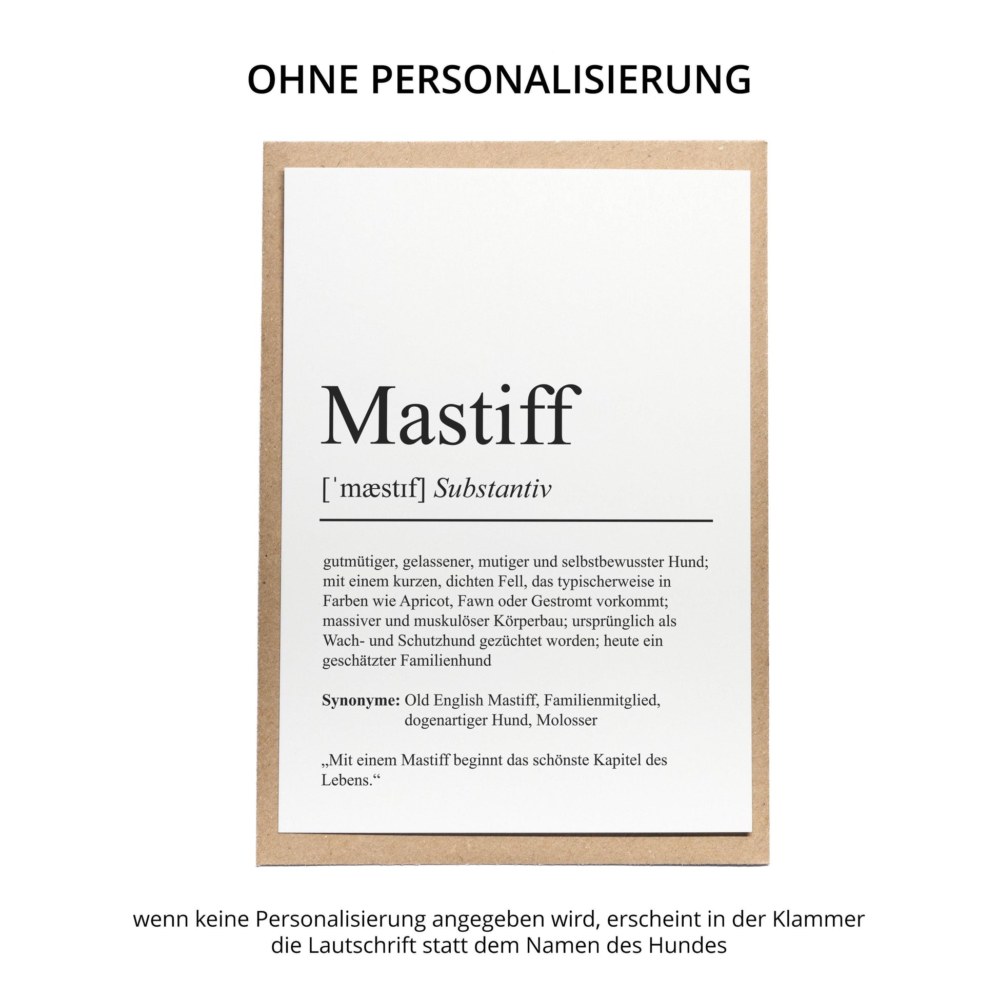 Mastiff Definition Karte personalisierbar mit Name Hunde Rasse Grußkarte Geschenk Hundebesitzer Karte Geburtstag Geschenk