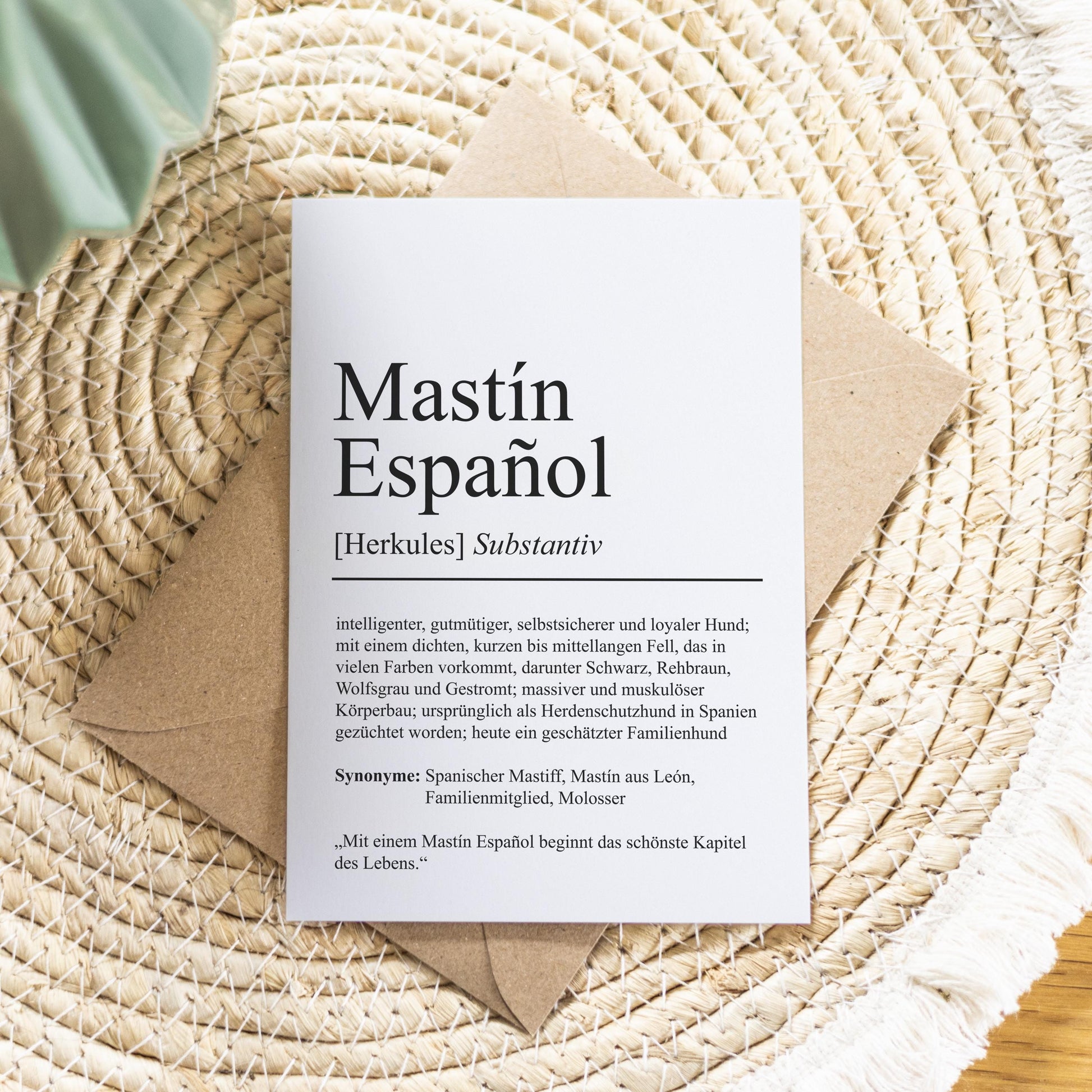 Mastin Espanol Definition Karte personalisierbar mit Name Hunde Rasse Grußkarte Geschenk Hundebesitzer Karte Geburtstag Geschenk
