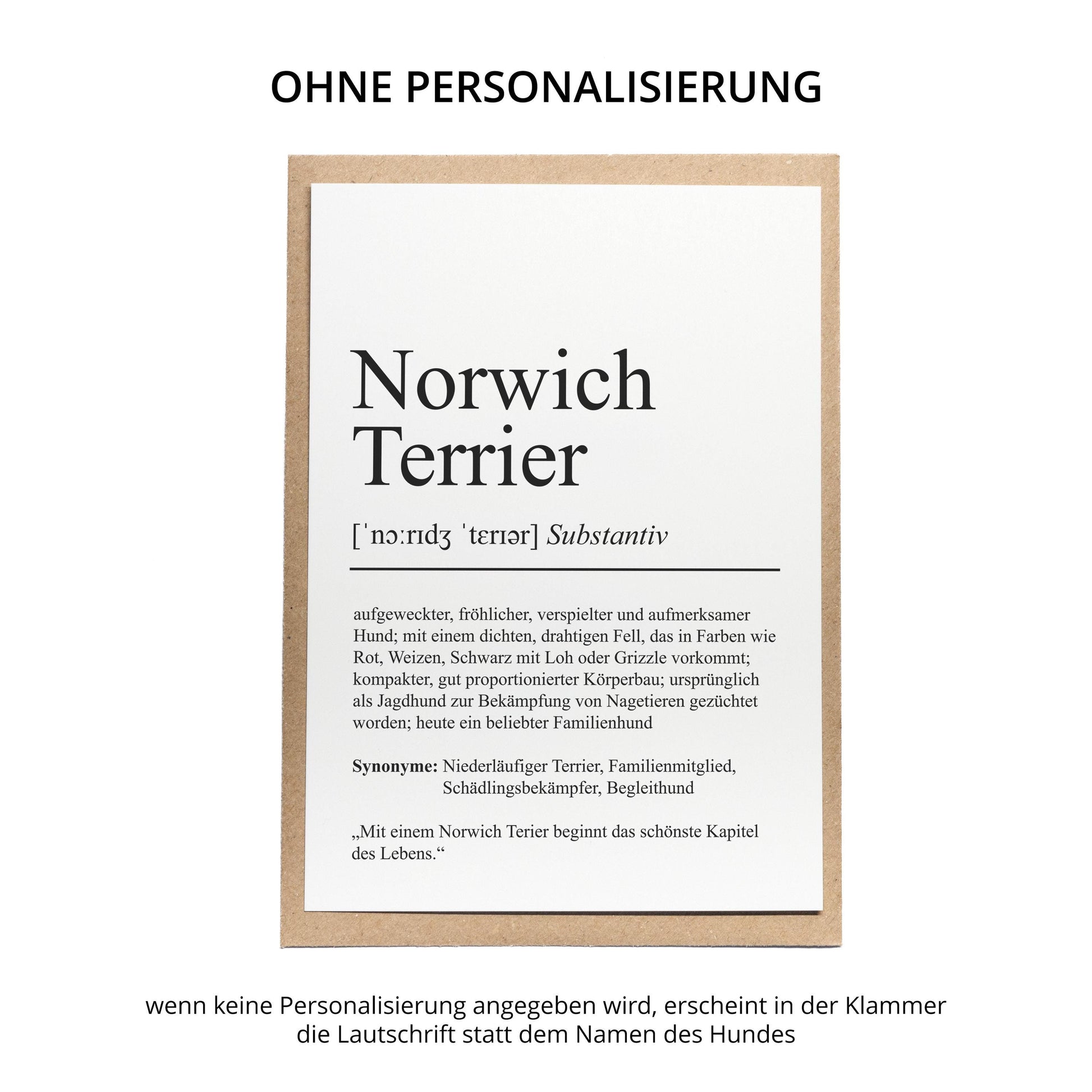 Norwich Terrier Definition Karte personalisierbar mit Name Hunde Rasse Grußkarte Geschenk Hundebesitzer Karte Geburtstag Geschenk