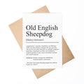 Old English Sheepdog Definition Karte personalisierbar mit Name Hunde Rasse Grußkarte Geschenk Hundebesitzer Karte Geburtstag Geschenk