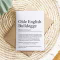 Olde English Bulldogge Definition Karte personalisierbar mit Name Hunde Rasse Grußkarte Geschenk Hundebesitzer Karte Geburtstag Geschenk