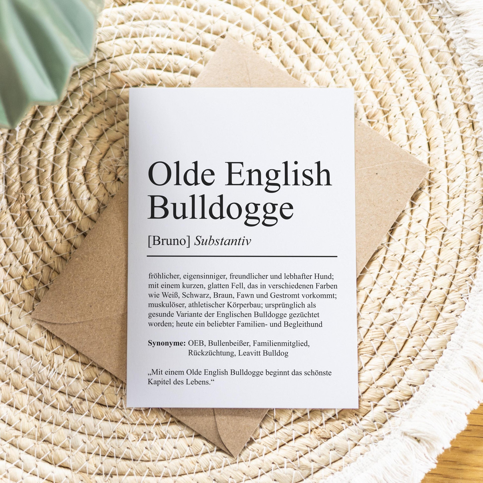 Olde English Bulldogge Definition Karte personalisierbar mit Name Hunde Rasse Grußkarte Geschenk Hundebesitzer Karte Geburtstag Geschenk