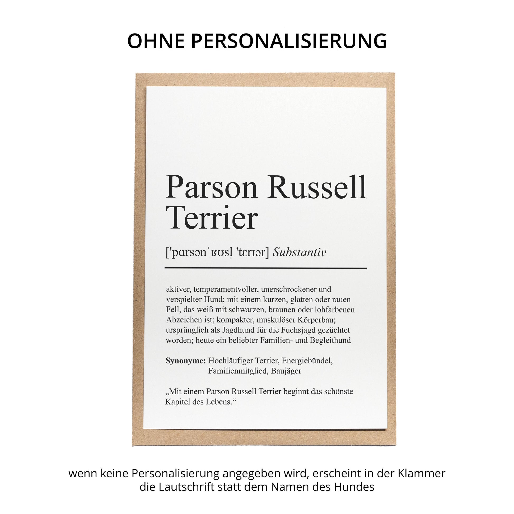 Parson Russell Terrier Definition Karte personalisierbar mit Name Hunde Rasse Grußkarte Geschenk Hundebesitzer Karte Geburtstag Geschenk