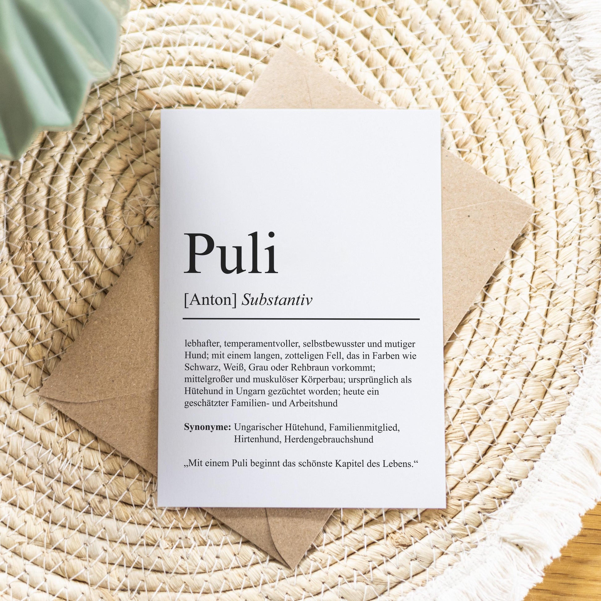 Puli Definition Karte personalisierbar mit Name Hunde Rasse Grußkarte Geschenk Hundebesitzer Karte Geburtstag Geschenk