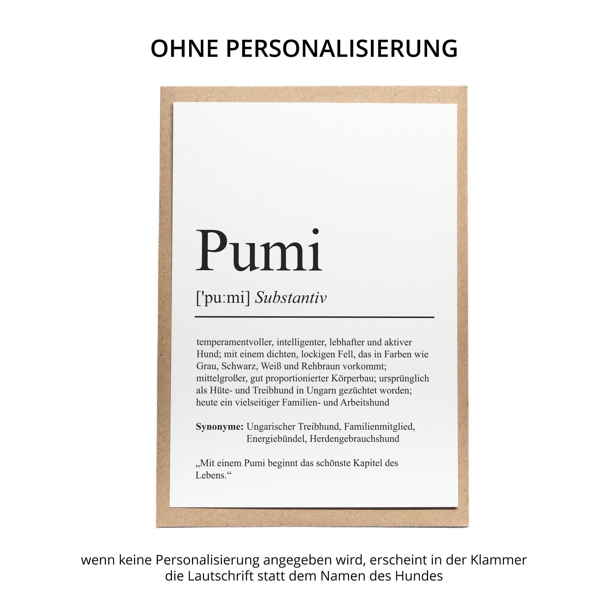 Pumi Definition Karte personalisierbar mit Name Hunde Rasse Grußkarte Geschenk Hundebesitzer Karte Geburtstag Geschenk