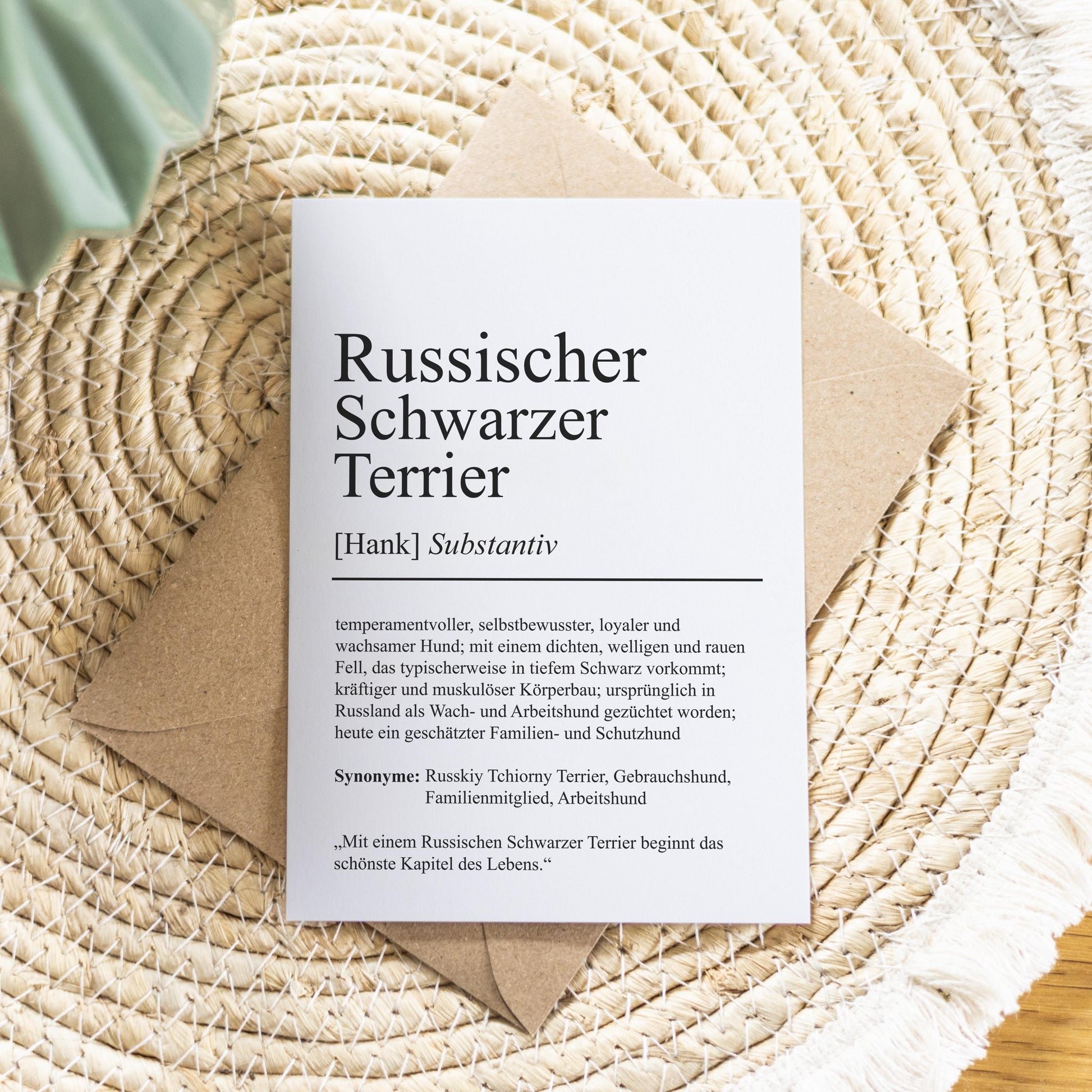 Russischer Schwarzer Terrier Definition Karte personalisierbar mit Name Hunde Rasse Grußkarte Geschenk Hundebesitzer Karte Geburtstag