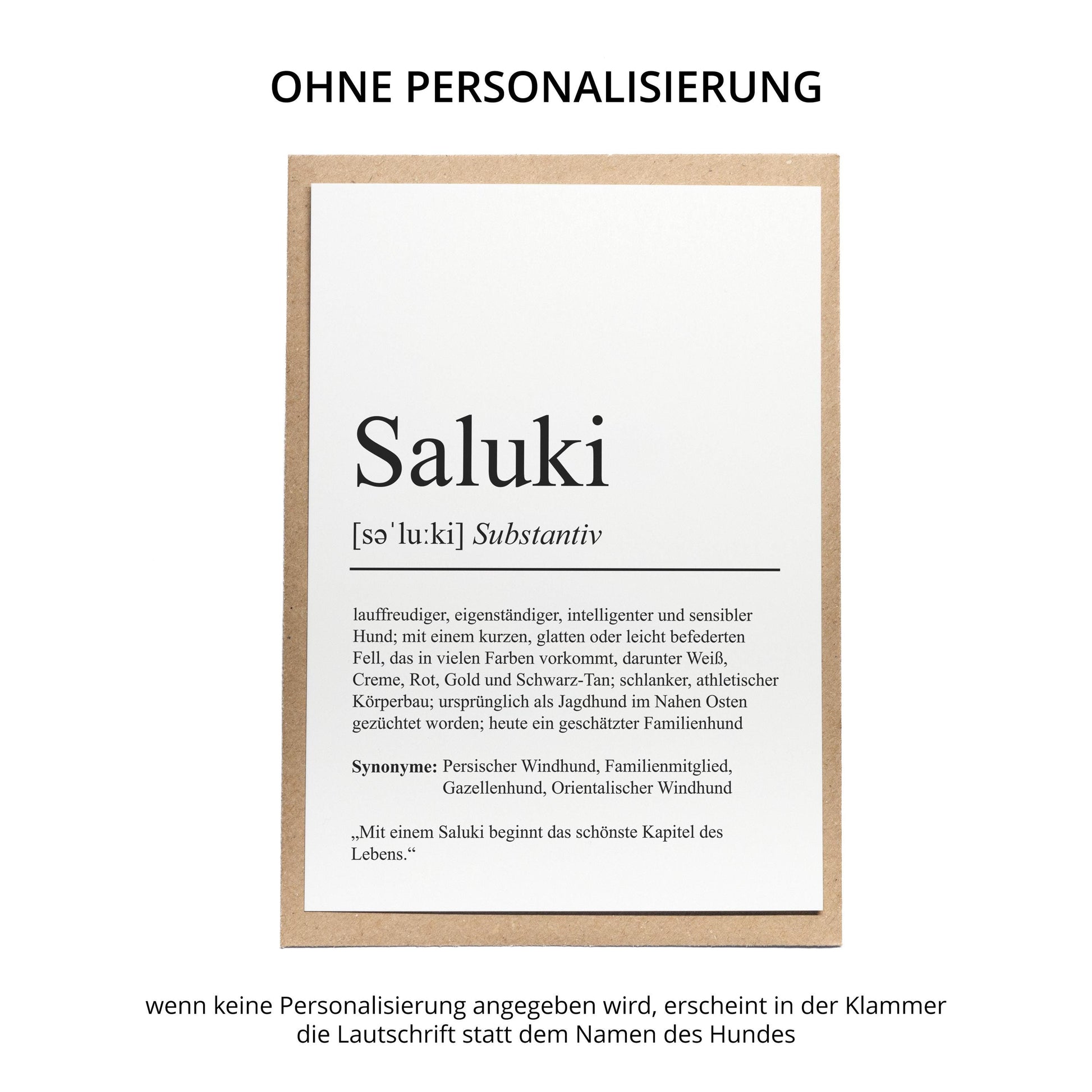 Saluki Definition Karte personalisierbar mit Name Hunde Rasse Grußkarte Geschenk Hundebesitzer Karte Geburtstag Geschenk