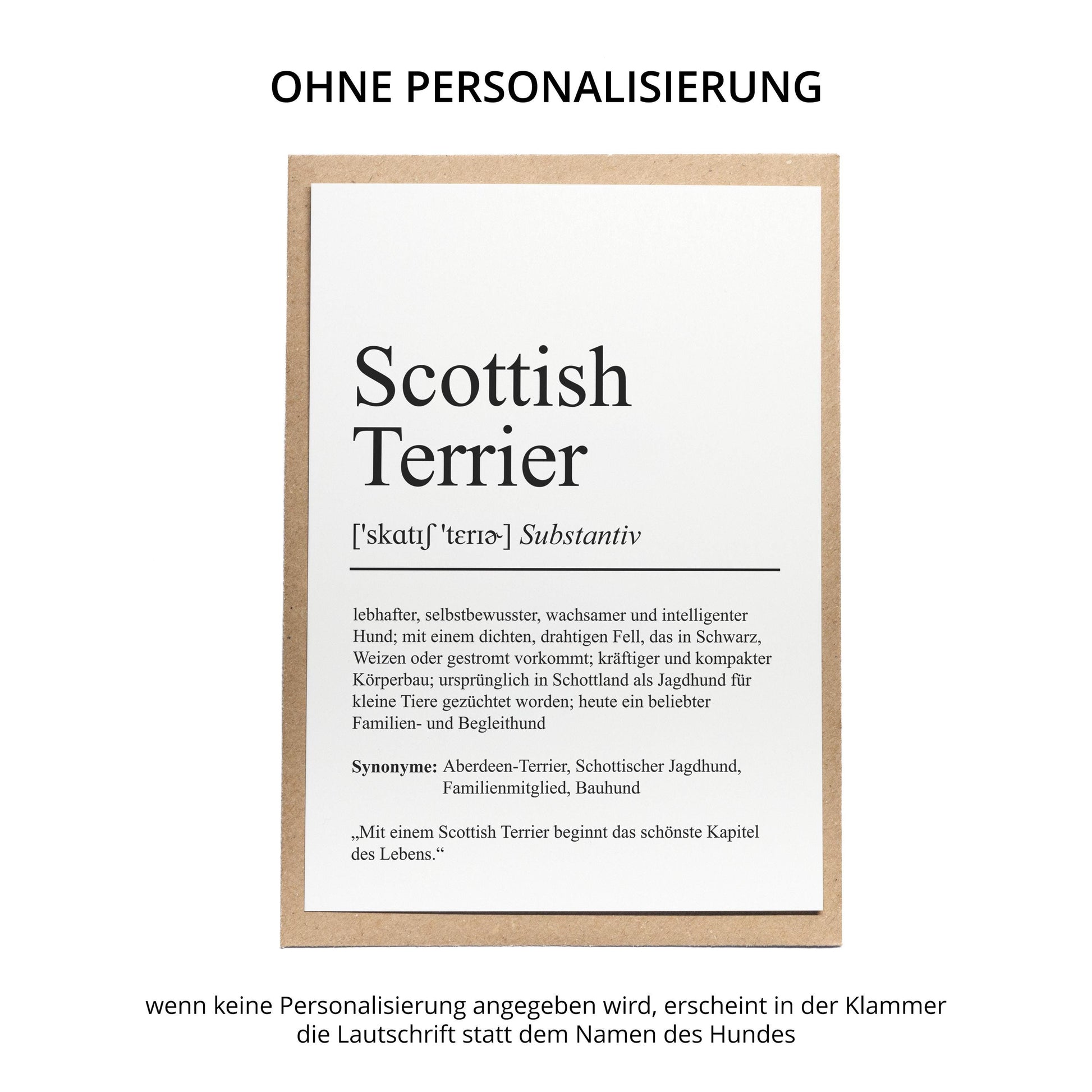 Scottish Terrier Definition Karte personalisierbar mit Name Hunde Rasse Grußkarte Geschenk Hundebesitzer Karte Geburtstag Geschenk