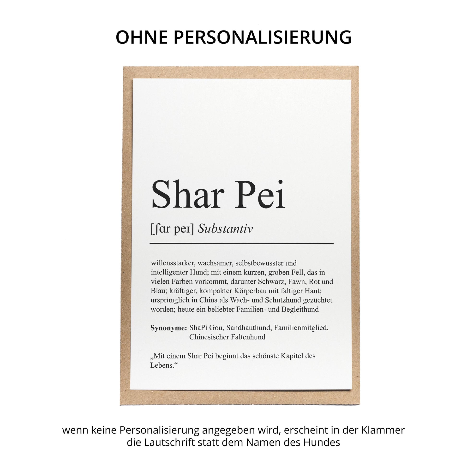 Shar Pei Definition Karte personalisierbar mit Name Hunde Rasse Grußkarte Geschenk Hundebesitzer Karte Geburtstag Geschenk