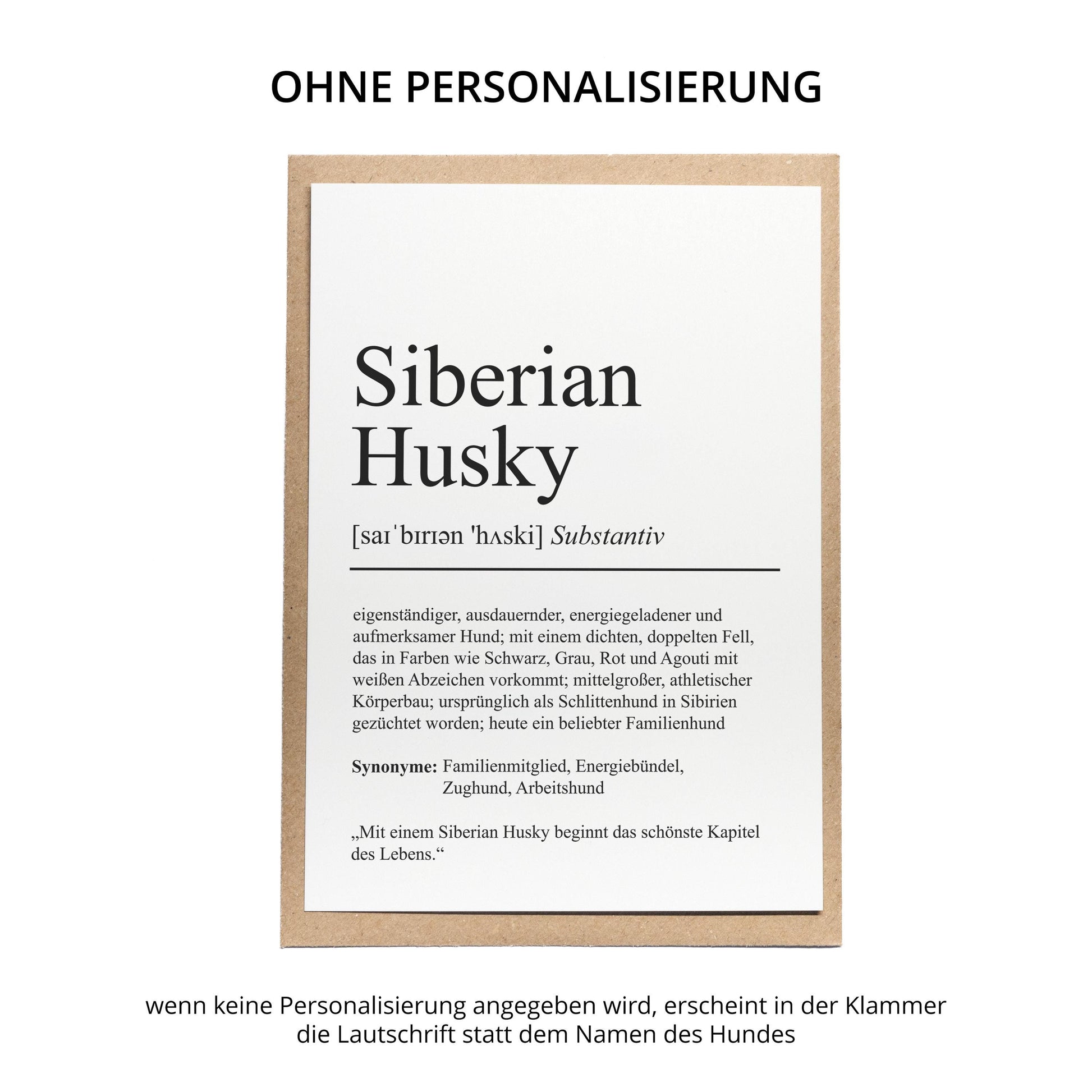 Siberian Husky Definition Karte personalisierbar mit Name Hunde Rasse Grußkarte Geschenk Hundebesitzer Karte Geburtstag Geschenk