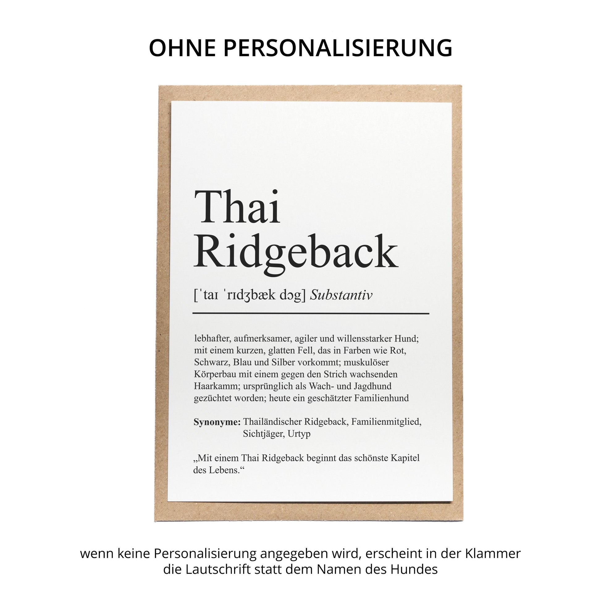 Thai Ridgeback Definition Karte personalisierbar mit Name Hunde Rasse Grußkarte Geschenk Hundebesitzer Karte Geburtstag Geschenk