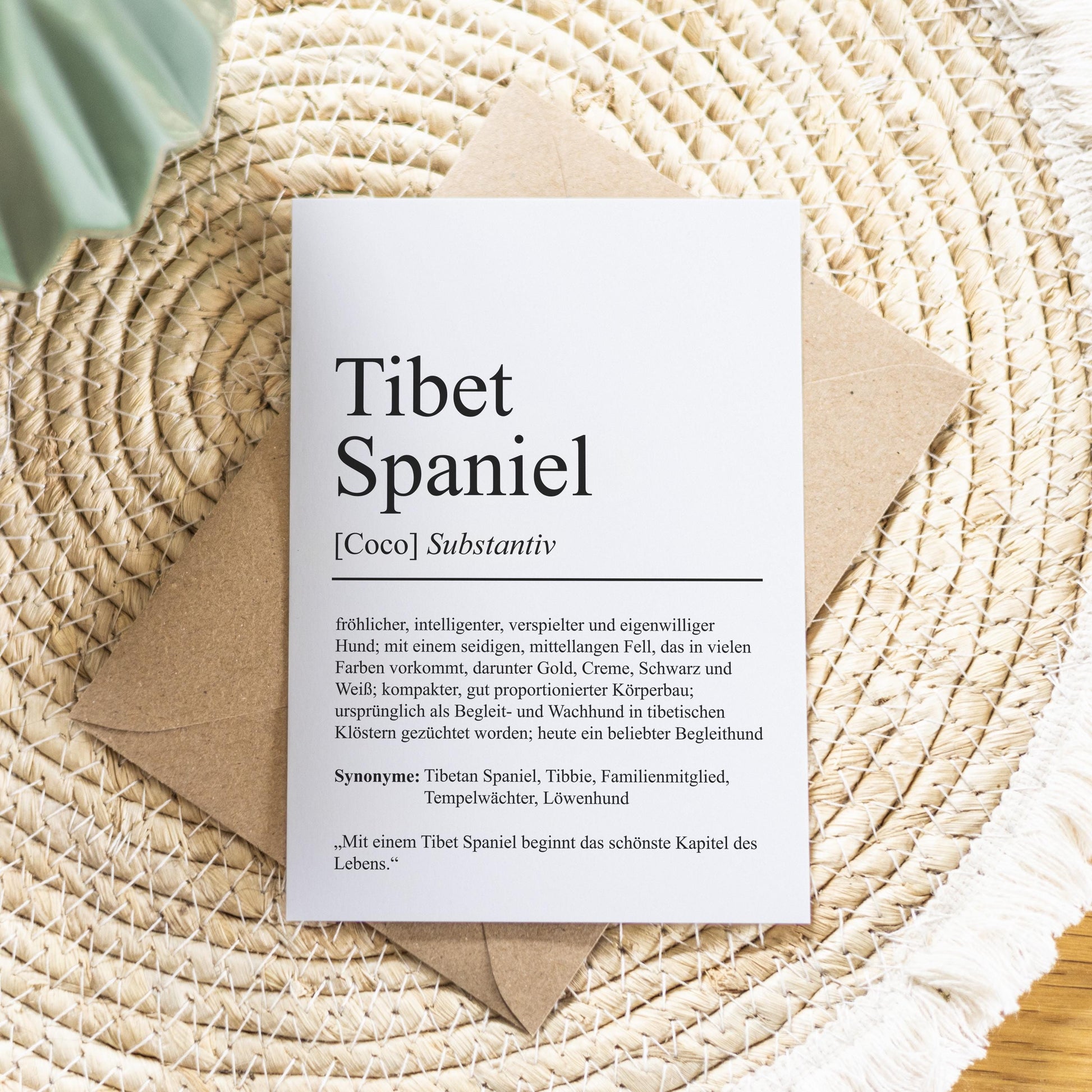 Tibet Spaniel Definition Karte personalisierbar mit Name Hunde Rasse Grußkarte Geschenk Hundebesitzer Karte Geburtstag Geschenk