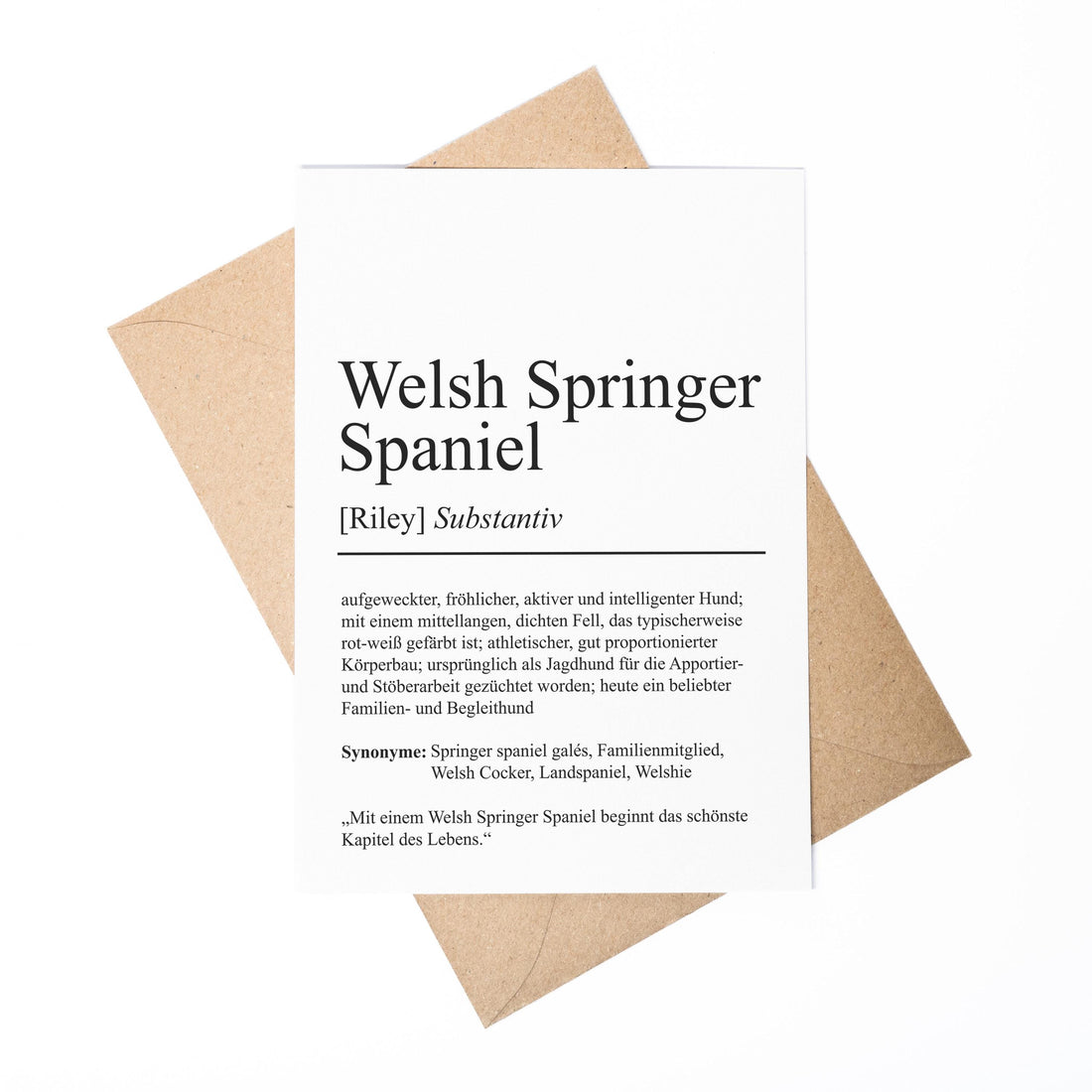 Welsh Springer Spaniel Definition Karte personalisierbar mit Name Hunde Rasse Grußkarte Geschenk Hundebesitzer Karte Geburtstag Geschenk