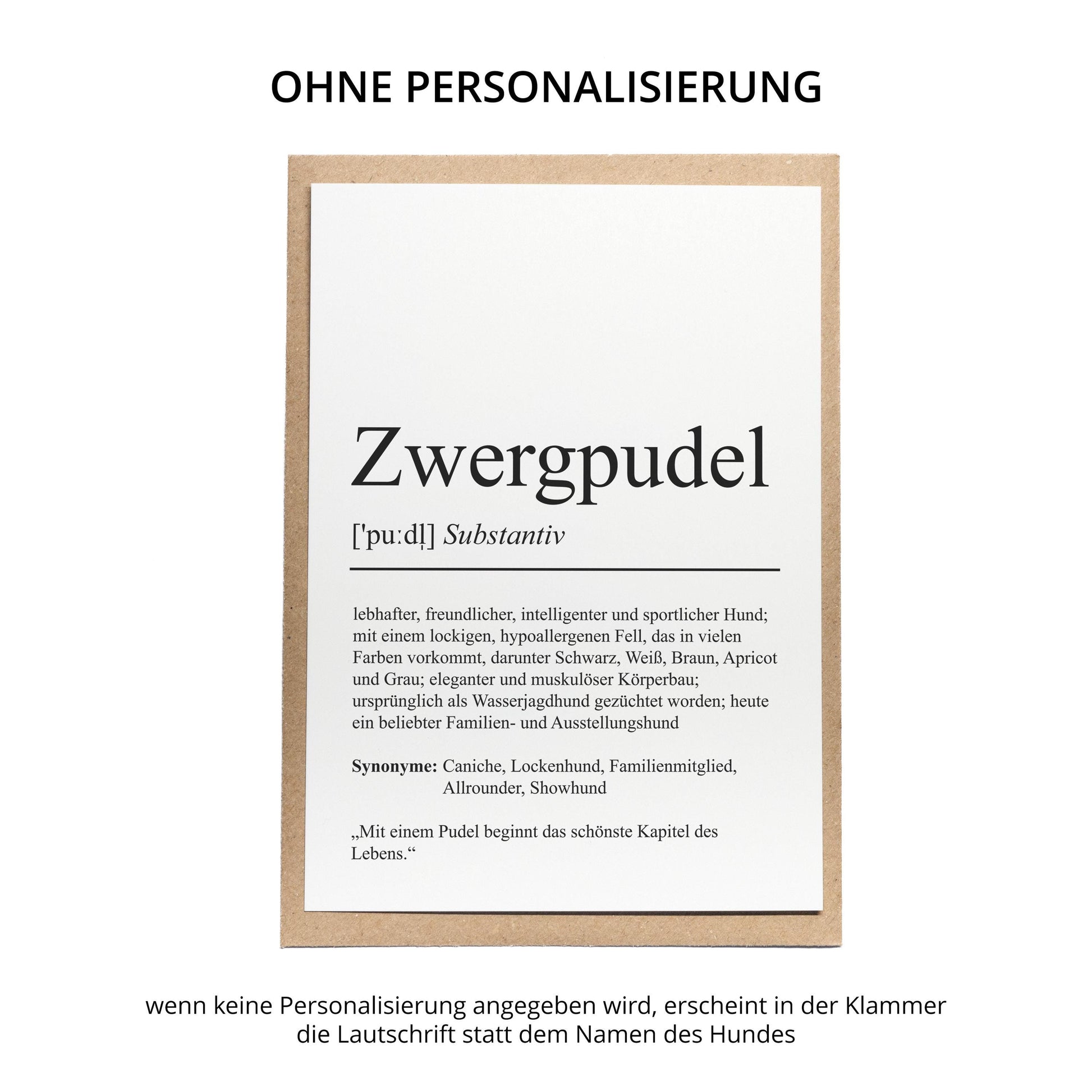 Zwergpudel Definition Karte personalisierbar mit Name Hunde Rasse Grußkarte Geschenk Hundebesitzer Karte Geburtstag Geschenk