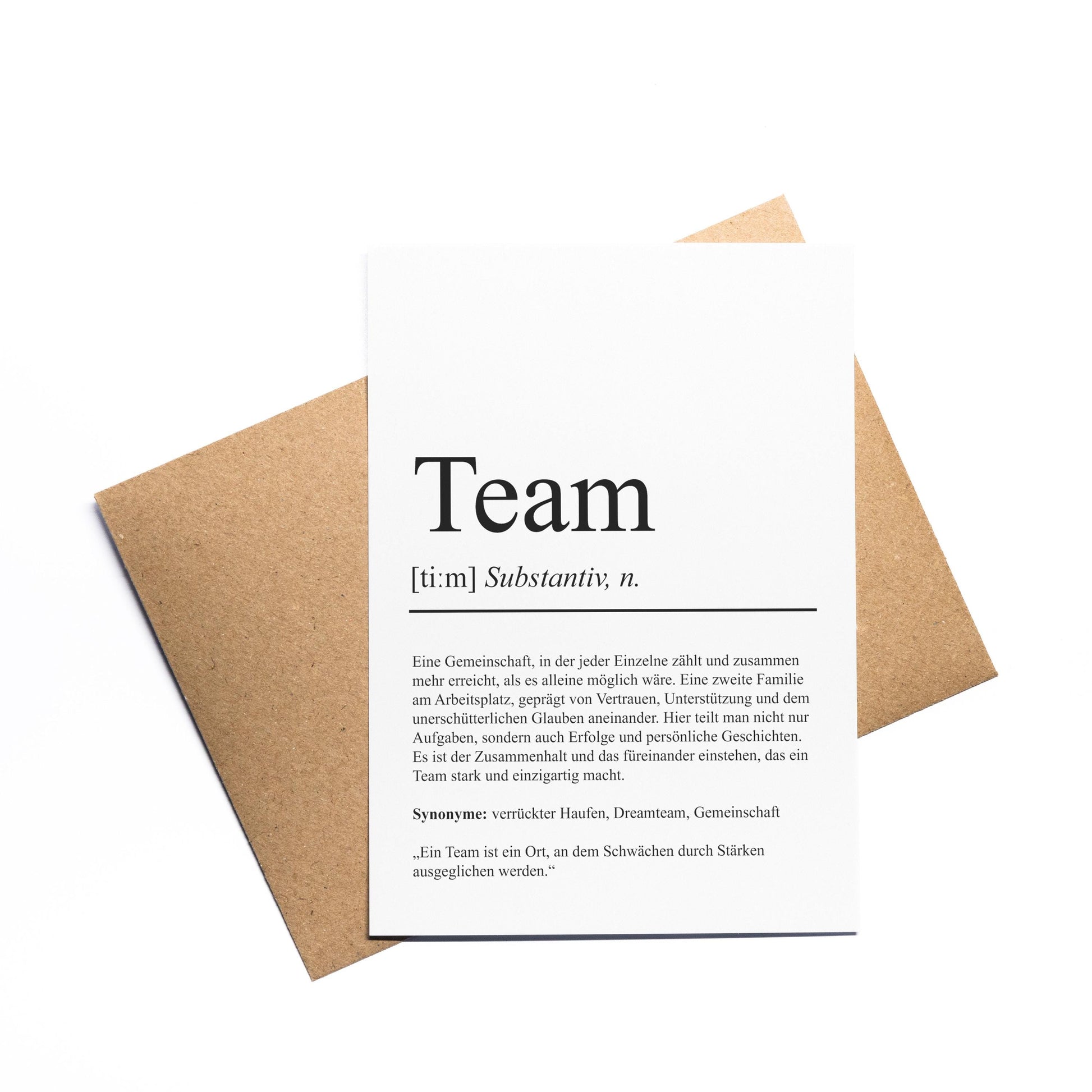 Team Definition Karte personalisierbar mit Teamnamen Jubiläum Grußkarte Team Geschenk Geburtstag Team Postkarte Definition Team Postkarte