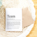 Team Definition Karte personalisierbar mit Teamnamen Jubiläum Grußkarte Team Geschenk Geburtstag Team Postkarte Definition Team Postkarte