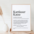 Kartäuser Katze Definition Poster personalisierbar mit Name Katze Rasse Poster Geschenk Katzenbesitzer Einzug Geburtstag Geschenk