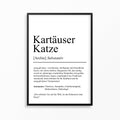Kartäuser Katze Definition Poster personalisierbar mit Name Katze Rasse Poster Geschenk Katzenbesitzer Einzug Geburtstag Geschenk