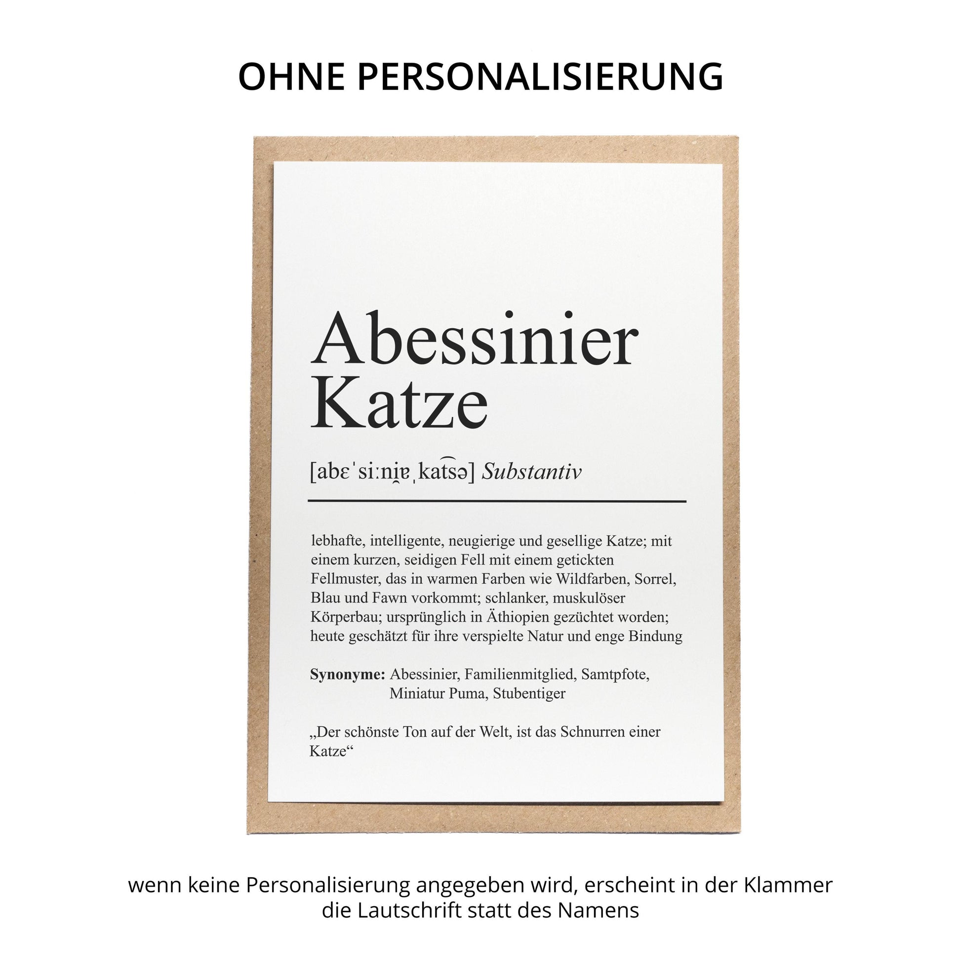 Abessinierkatze Definition Karte personalisierbar mit Name Katze Rasse Grußkarte Geschenk Katzenbesitzer Karte Geburtstag Geschenk