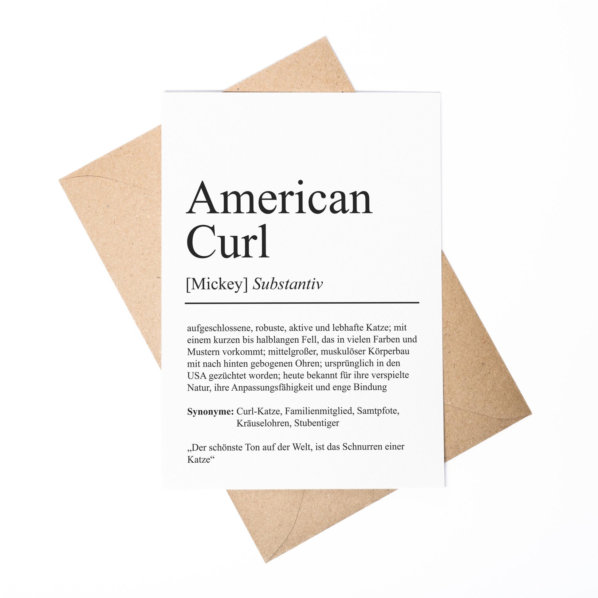 American Curl Definition Karte personalisierbar mit Name Katze Rasse Grußkarte Geschenk Katzenbesitzer Karte Geburtstag Geschenk