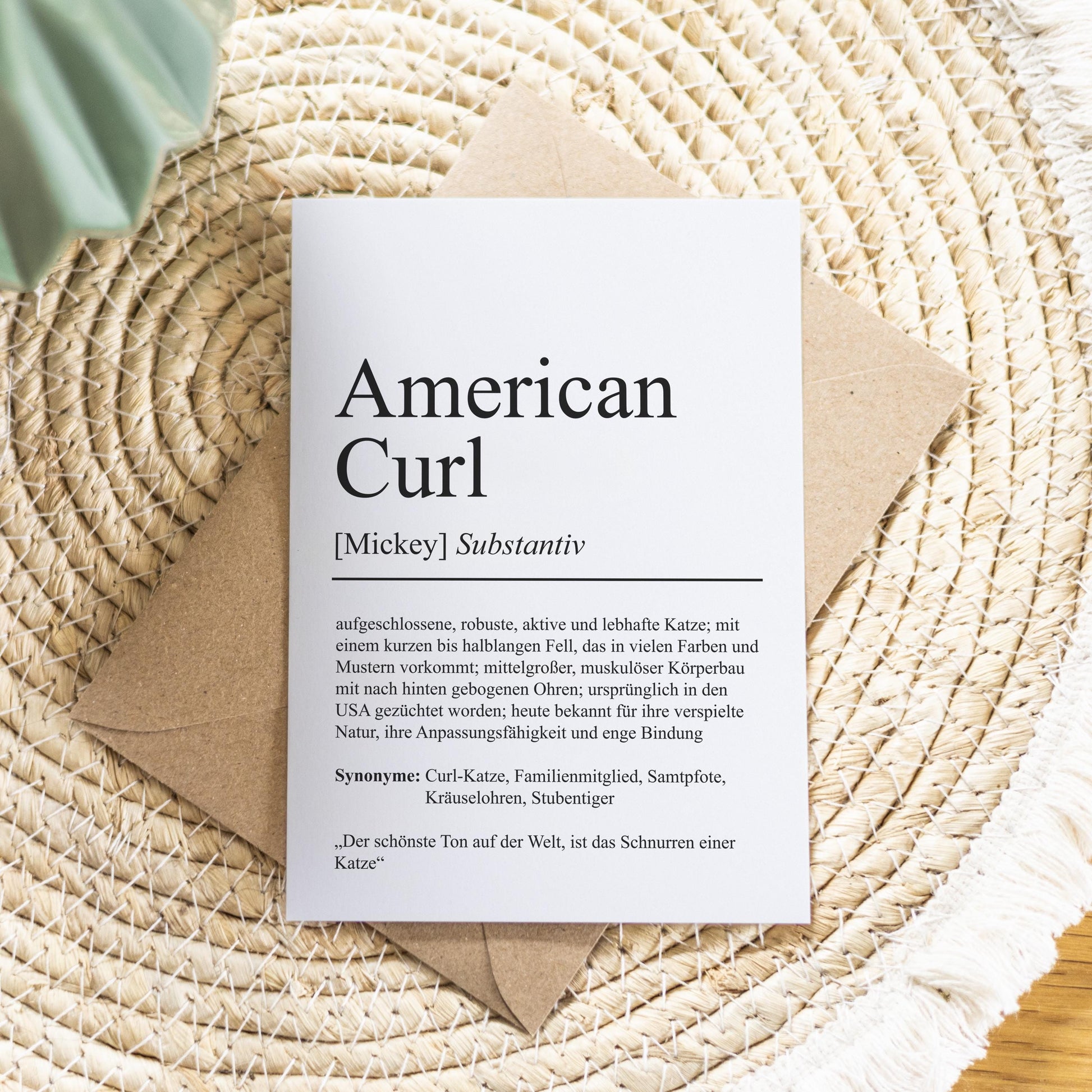 American Curl Definition Karte personalisierbar mit Name Katze Rasse Grußkarte Geschenk Katzenbesitzer Karte Geburtstag Geschenk