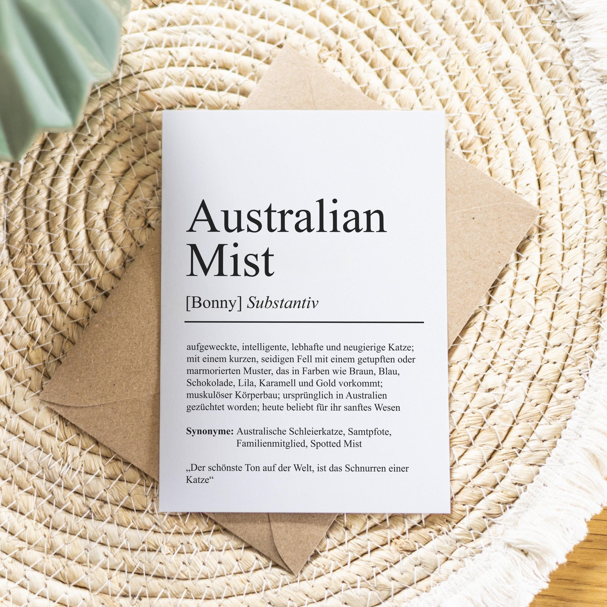 Australian Mist Definition Karte personalisierbar mit Name Katze Rasse Grußkarte Geschenk Katzenbesitzer Karte Geburtstag Geschenk