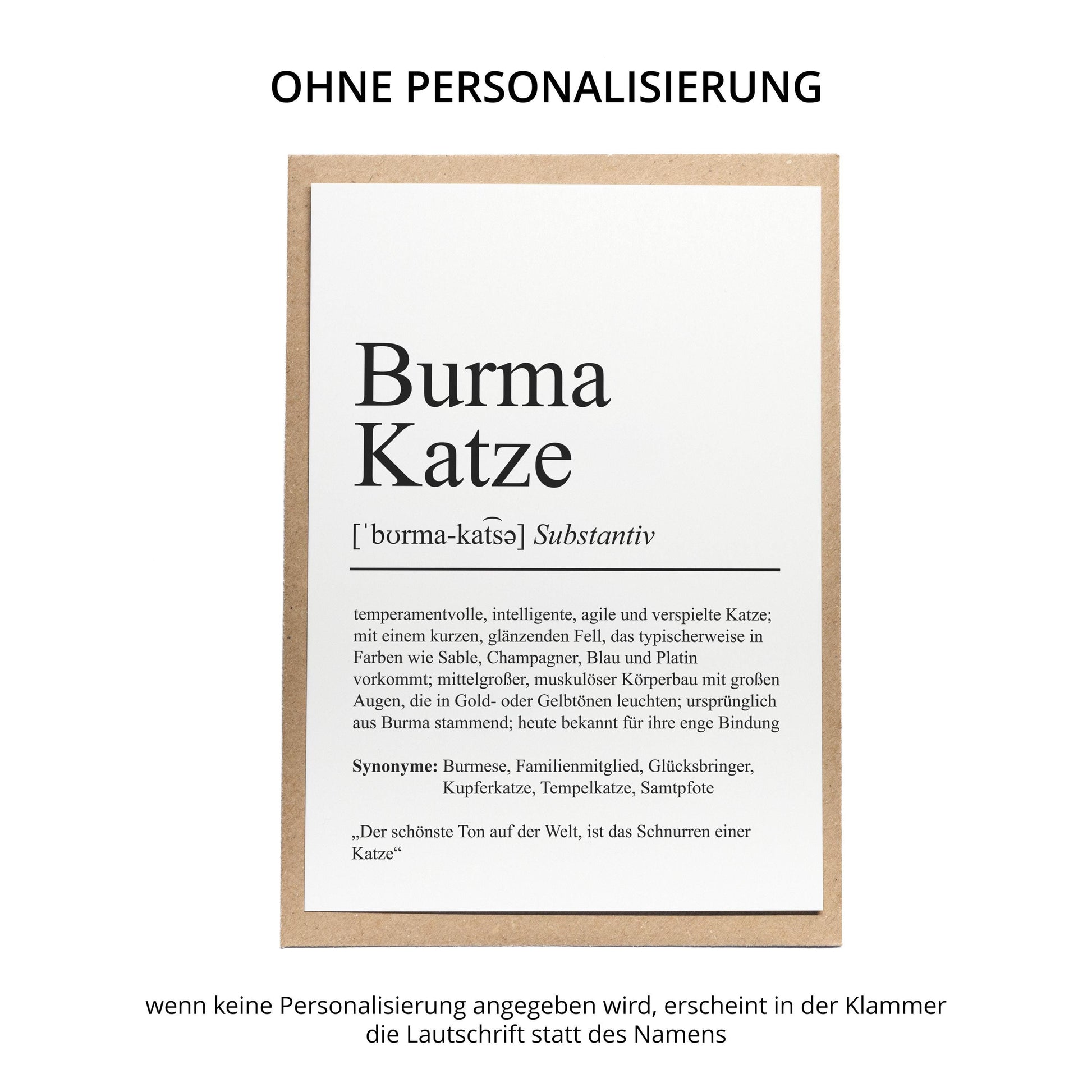 Burma Katze Definition Karte personalisierbar mit Name Katze Rasse Grußkarte Geschenk Katzenbesitzer Karte Geburtstag Geschenk