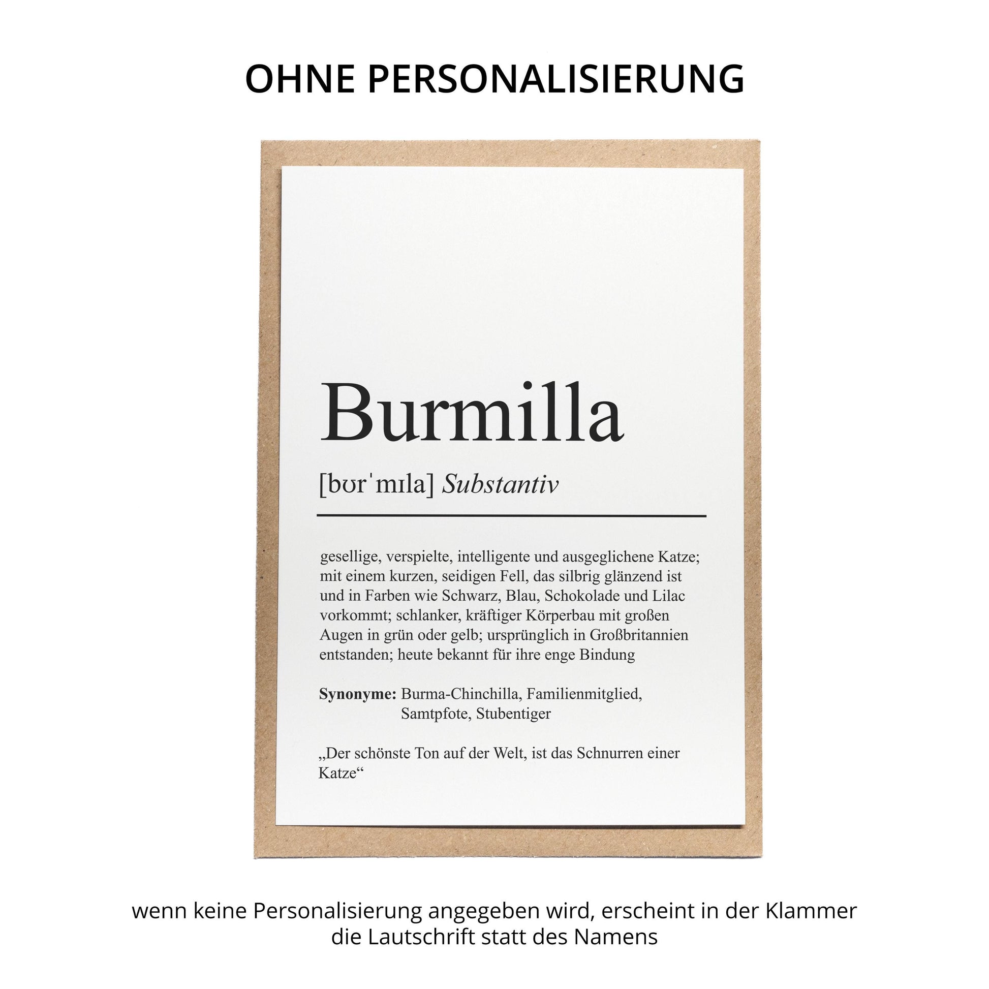 Burmilla Definition Karte personalisierbar mit Name Katze Rasse Grußkarte Geschenk Katzenbesitzer Karte Geburtstag Geschenk