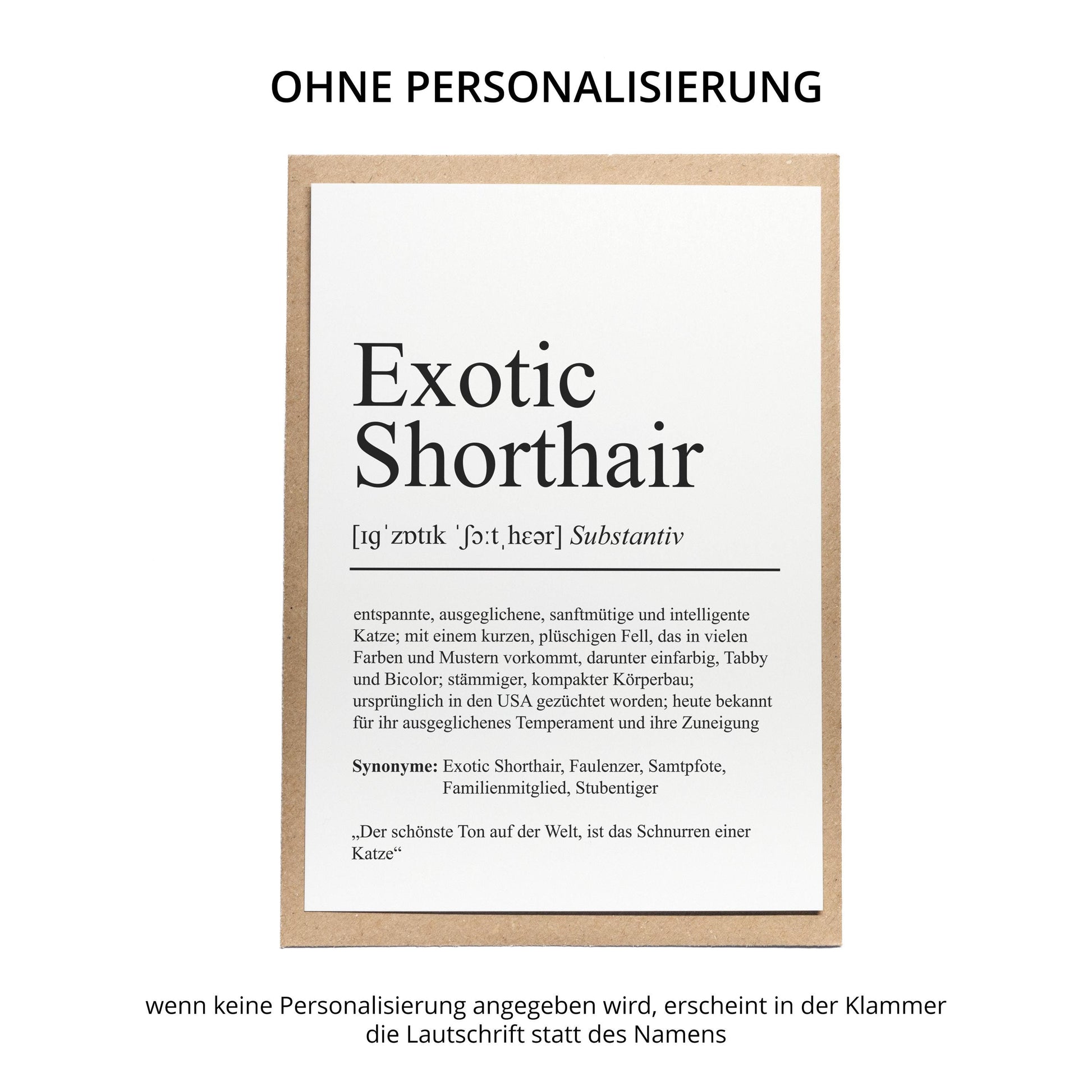 Exotic Shorthair Definition Karte personalisierbar mit Name Katze Rasse Grußkarte Geschenk Katzenbesitzer Karte Geburtstag Geschenk