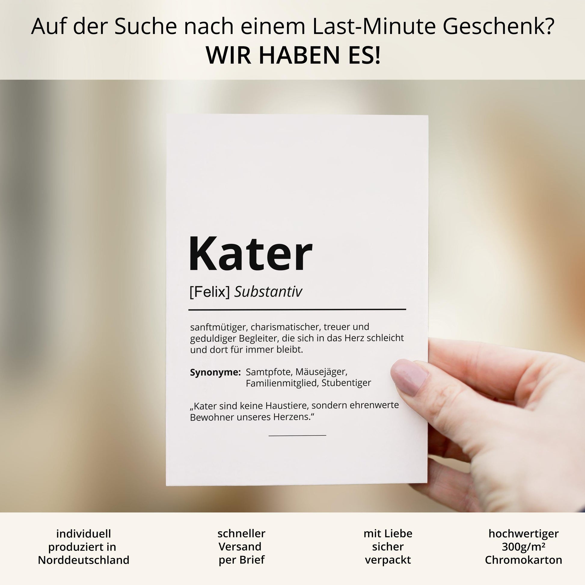 Kater Definition Karte personalisierbar mit Name Katze Kater Grußkarte Geschenk Katzenbesitzer Karte Geburtstag Geschenk
