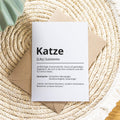 Katze Definition Karte personalisierbar mit Name Katze Grußkarte Geschenk Katzenbesitzer Karte Geburtstag Geschenk Katzenliebhaber