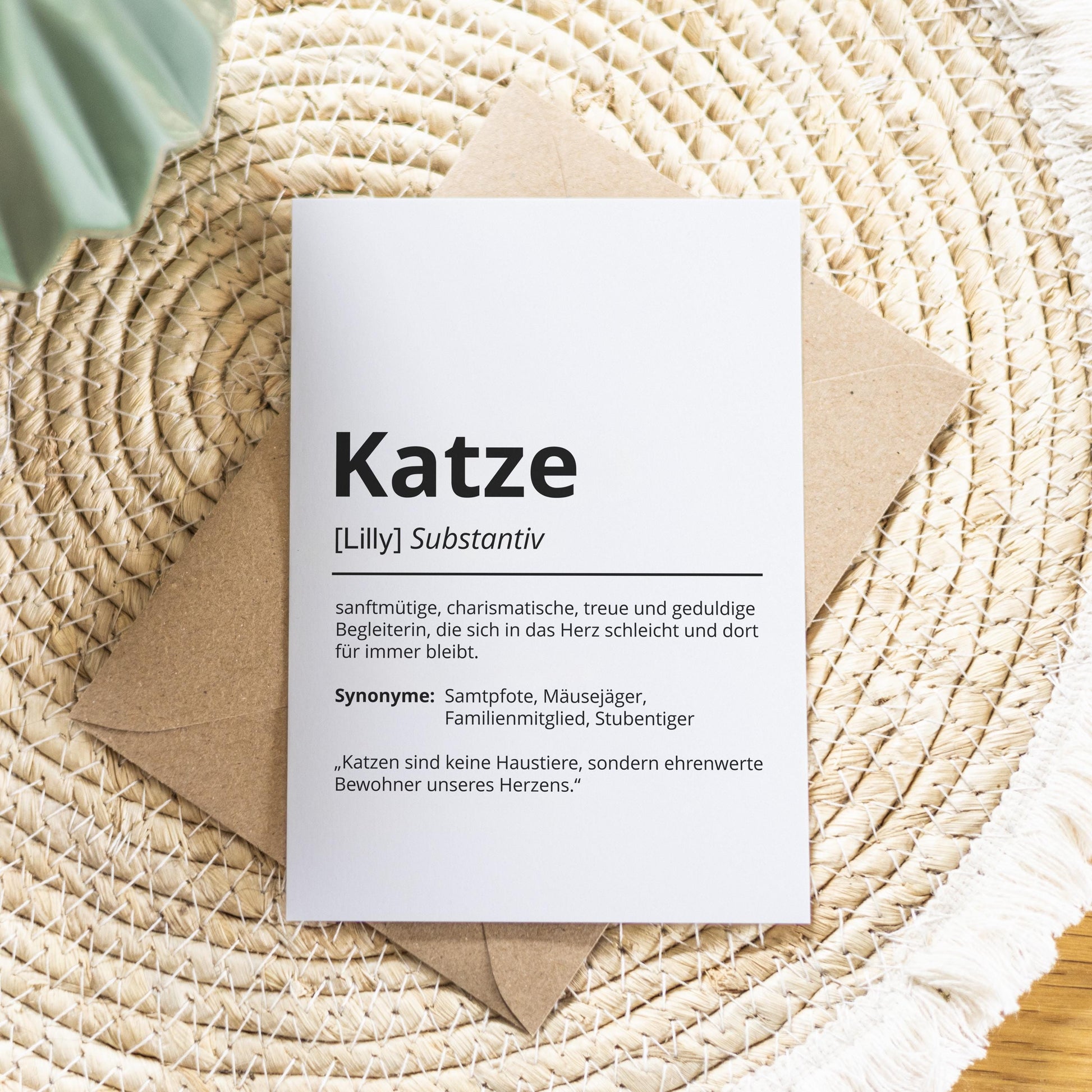 Katze Definition Karte personalisierbar mit Name Katze Grußkarte Geschenk Katzenbesitzer Karte Geburtstag Geschenk Katzenliebhaber