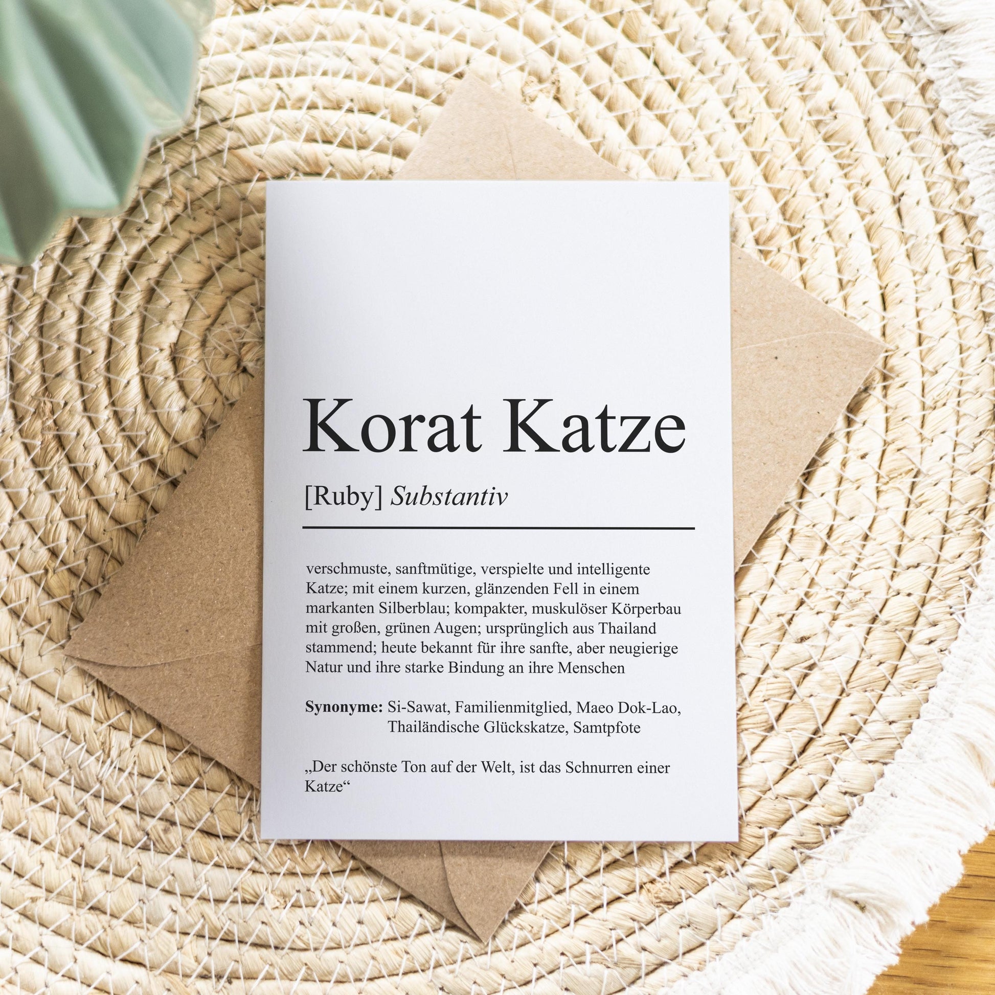 Korat Katze Definition Karte personalisierbar mit Name Katze Rasse Grußkarte Geschenk Katzenbesitzer Karte Geburtstag Geschenk