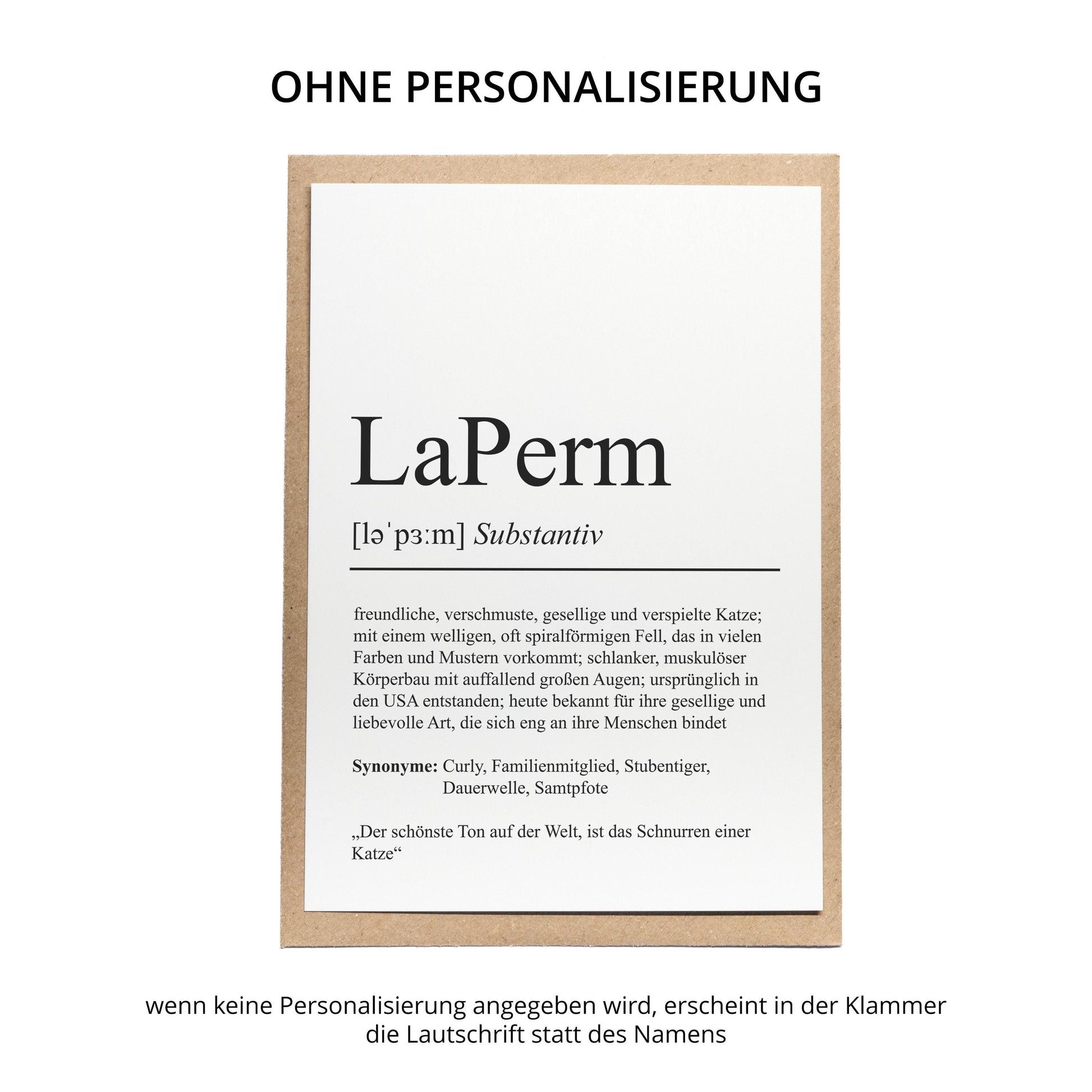 LaPerm Definition Karte personalisierbar mit Name Katze Rasse Grußkarte Geschenk Katzenbesitzer Karte Geburtstag Geschenk