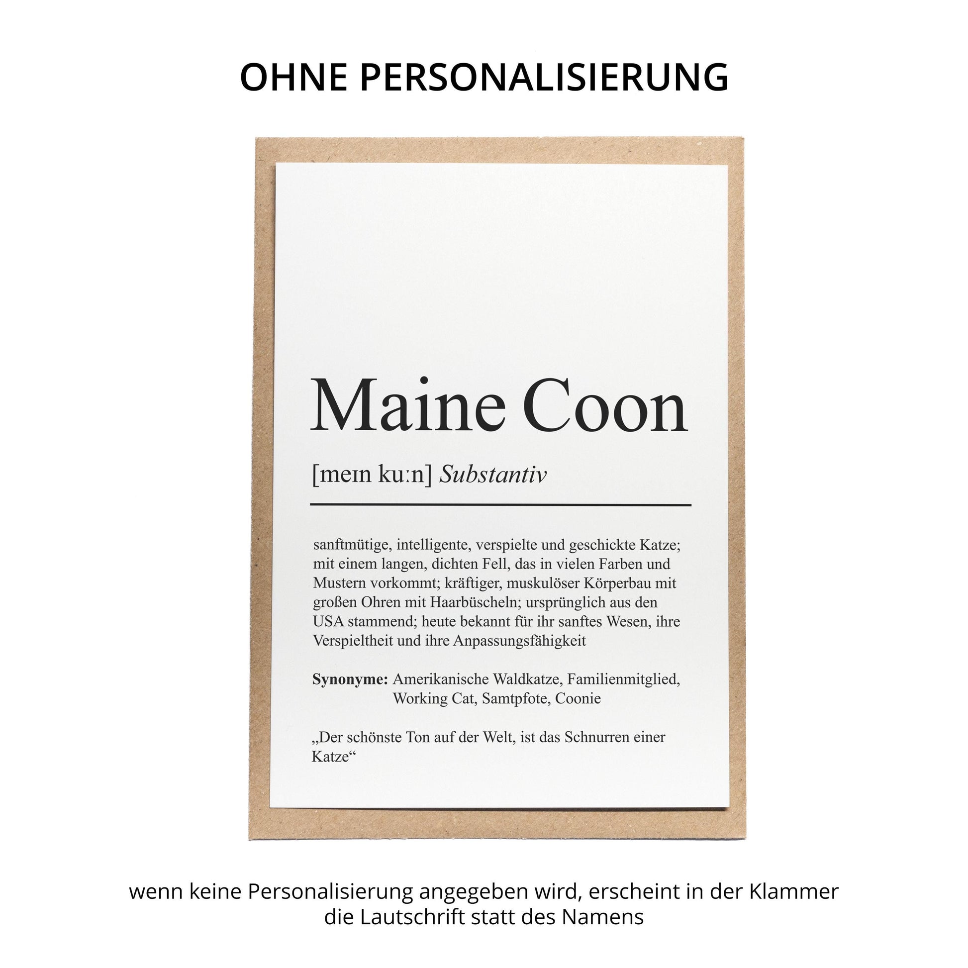 Maine Coon Definition Karte personalisierbar mit Name Katze Rasse Grußkarte Geschenk Katzenbesitzer Karte Geburtstag Geschenk