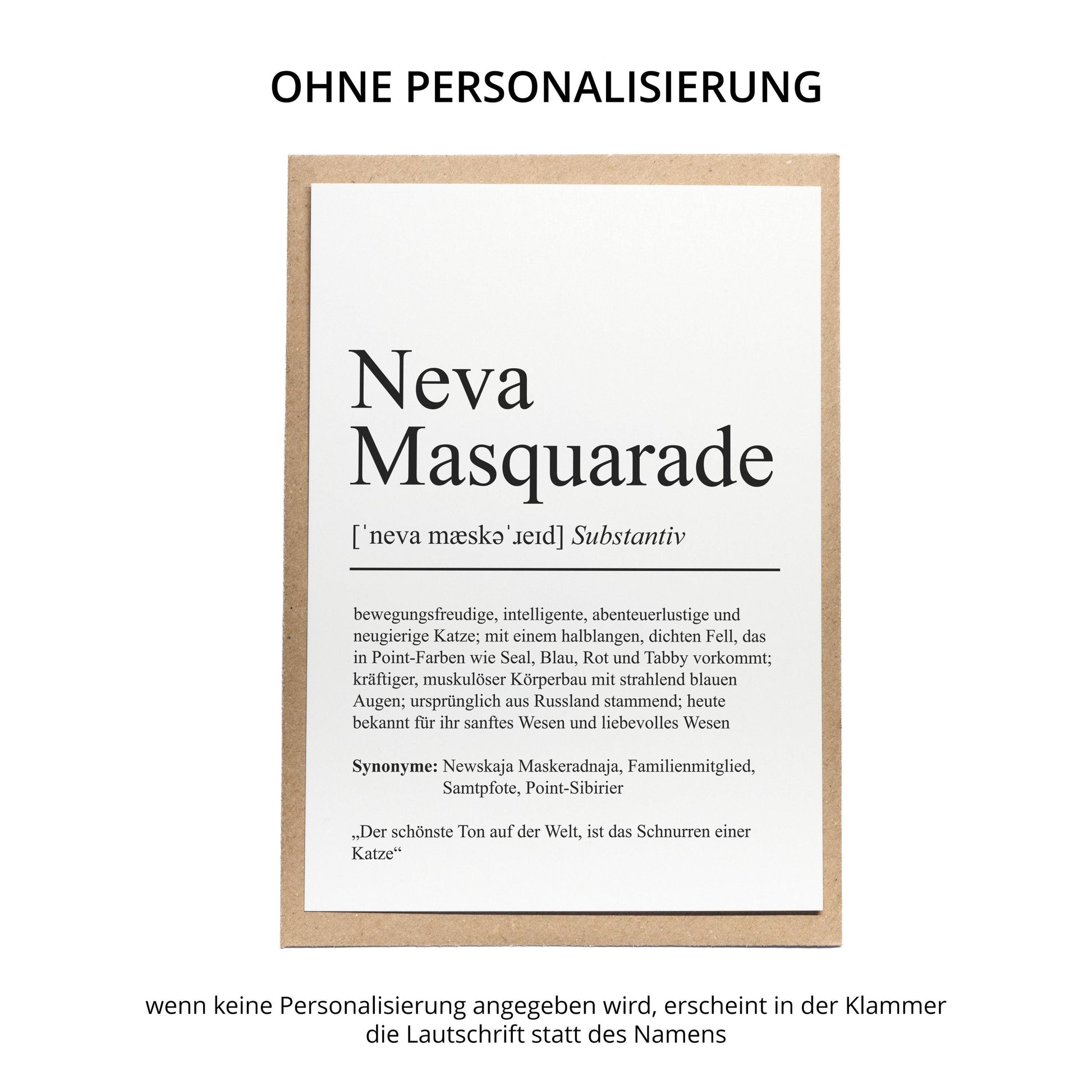 Neva Masquarade Definition Karte personalisierbar mit Name Katze Rasse Grußkarte Geschenk Katzenbesitzer Karte Geburtstag Geschenk
