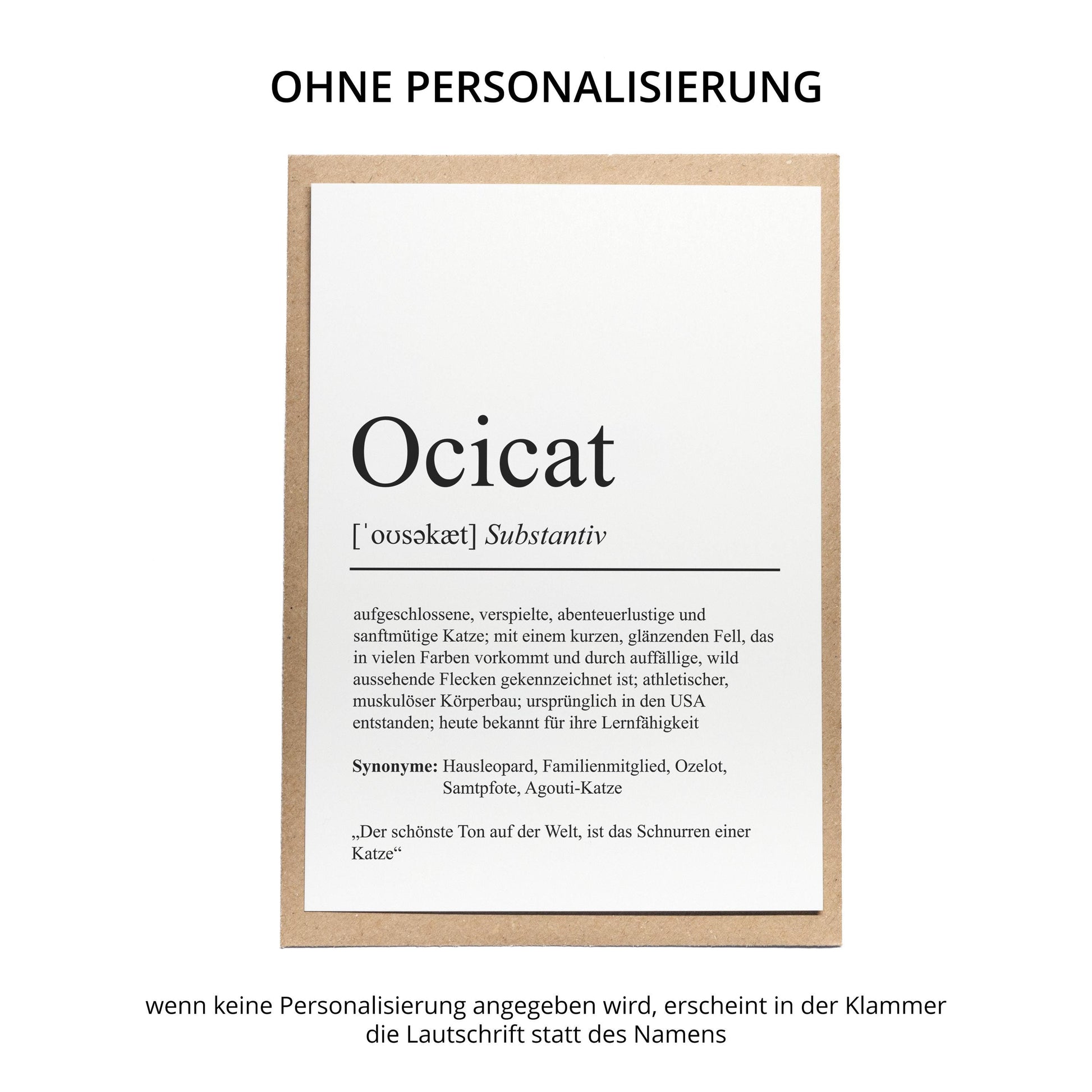 Ocicat Definition Karte personalisierbar mit Name Katze Rasse Grußkarte Geschenk Katzenbesitzer Karte Geburtstag Geschenk