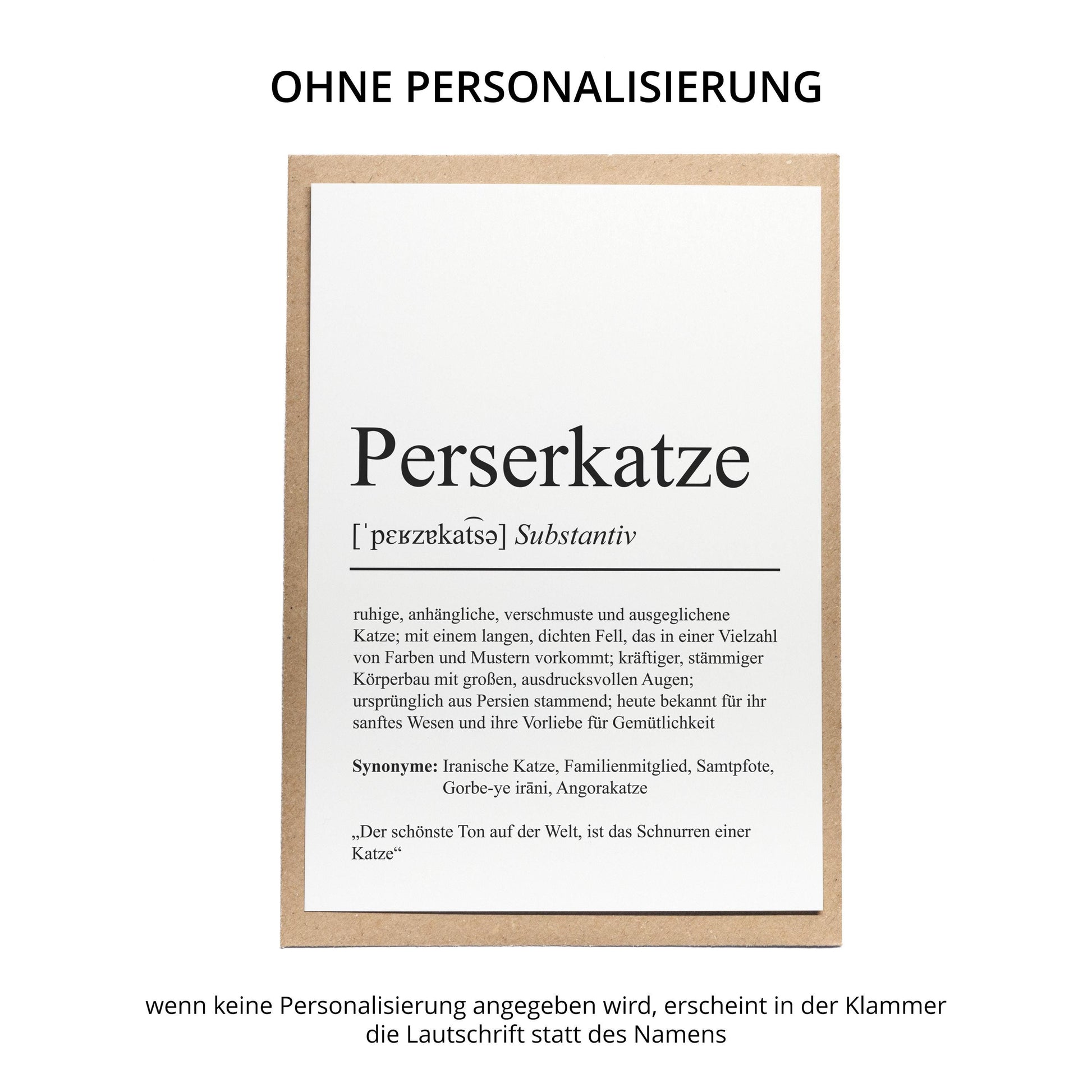 Perserkatze Definition Karte personalisierbar mit Name Katze Rasse Grußkarte Geschenk Katzenbesitzer Karte Geburtstag Geschenk